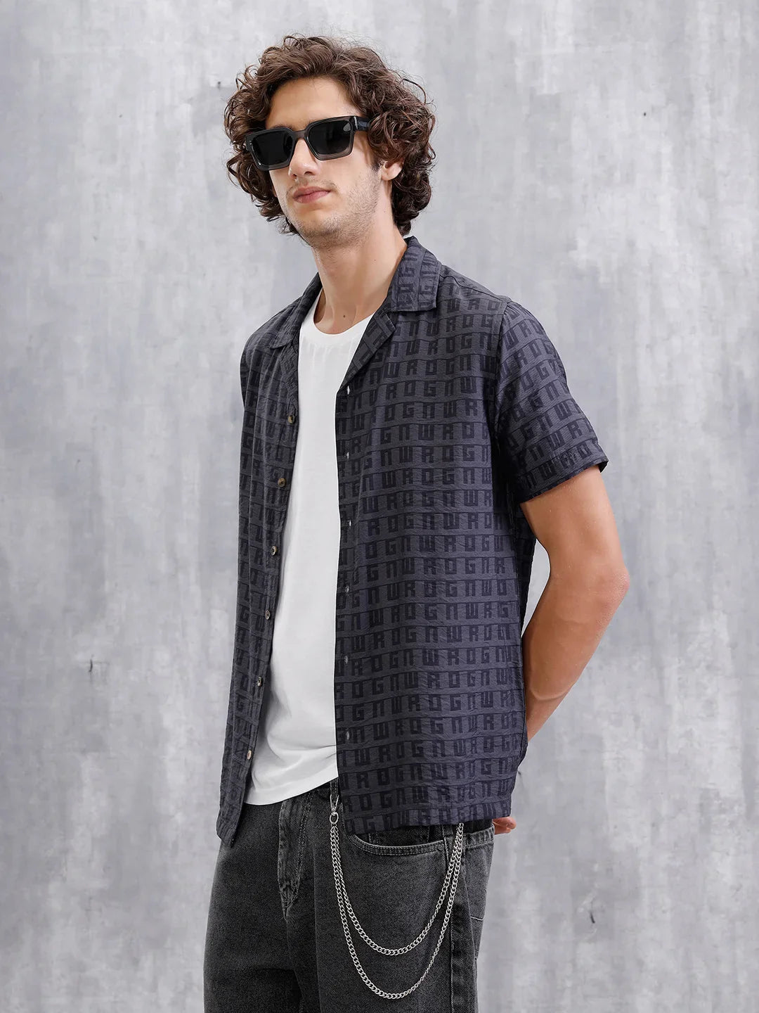 Casual AOP Resort Collar Shirt | Black