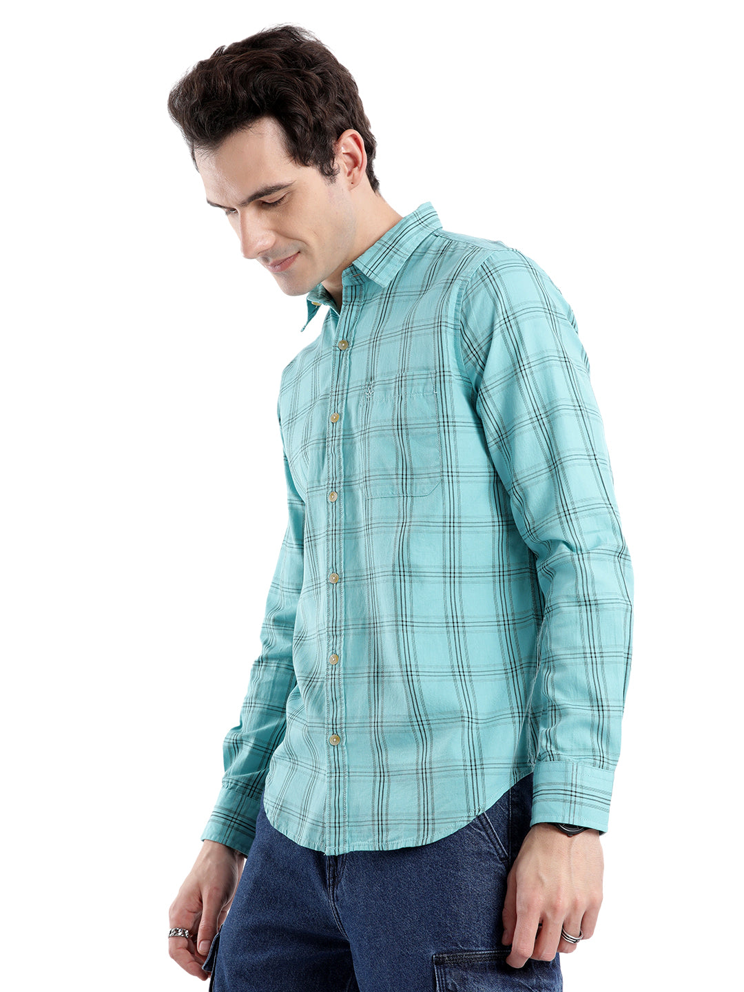Blue Delight Casual Checked Shirt