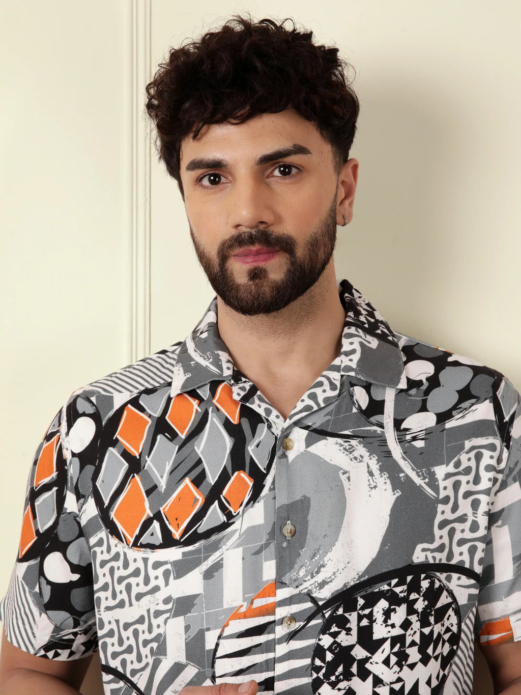 AOP Fluid Viscose Shirt | Grey