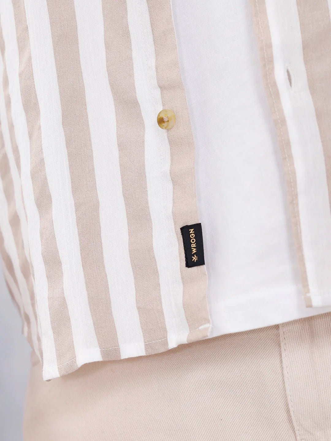 Comfort Fit Striped Casual Shirt For Men | Beige