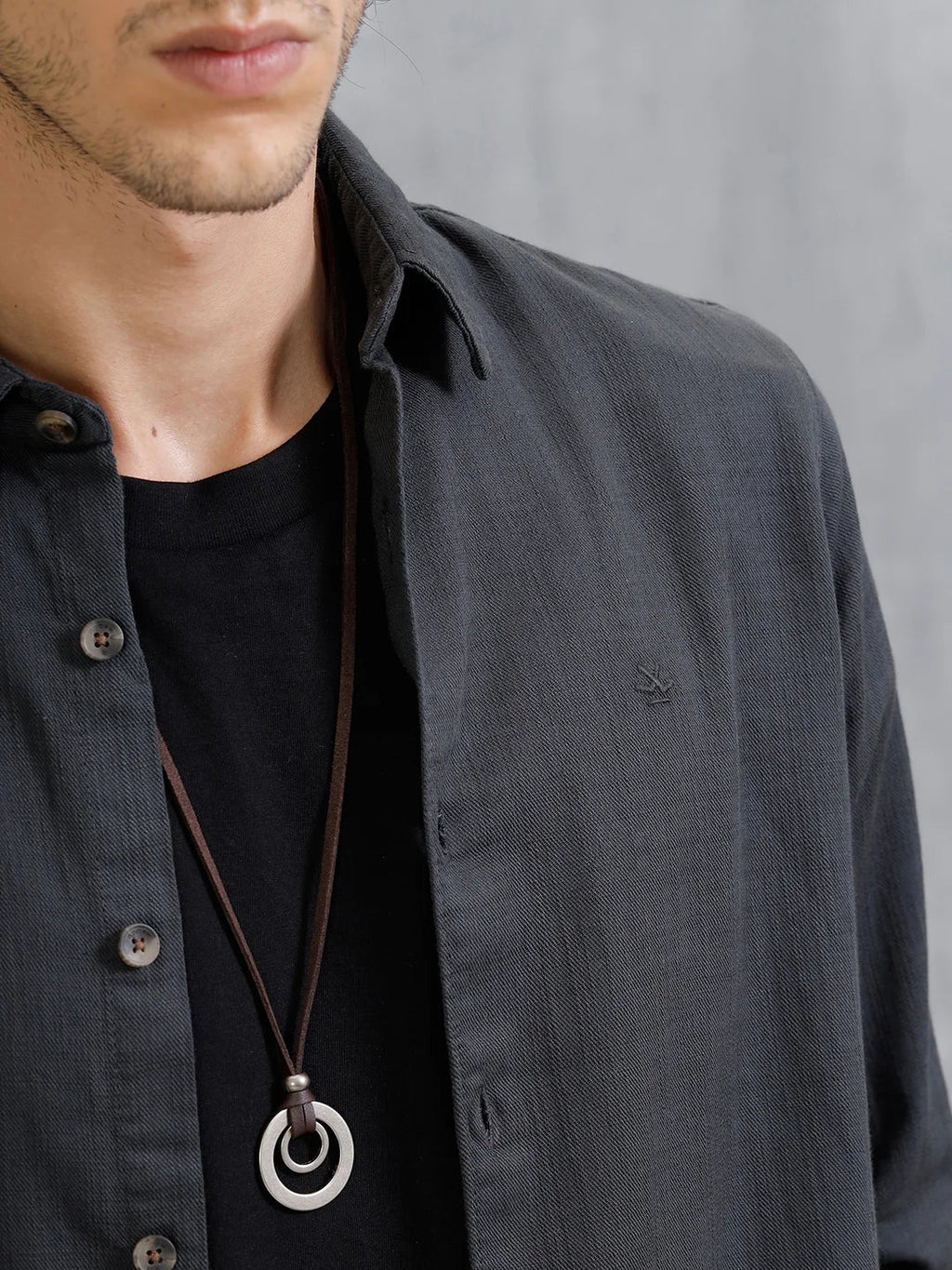 Cotton Slub Overdyed Shirt | Black