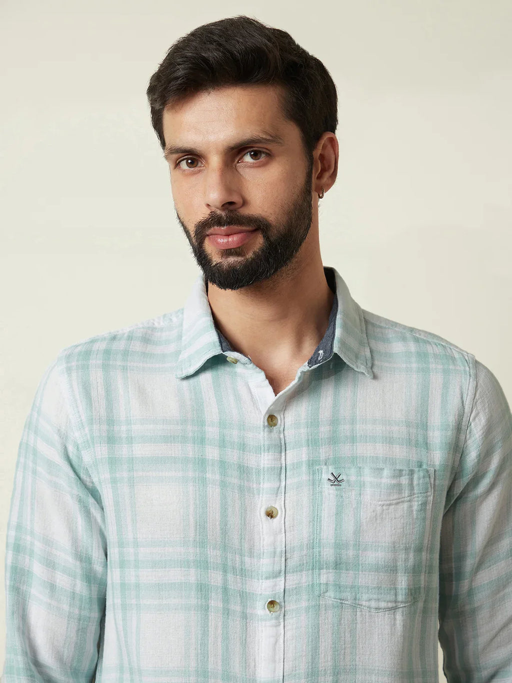 Checked Cotton Summer Shirt | Green