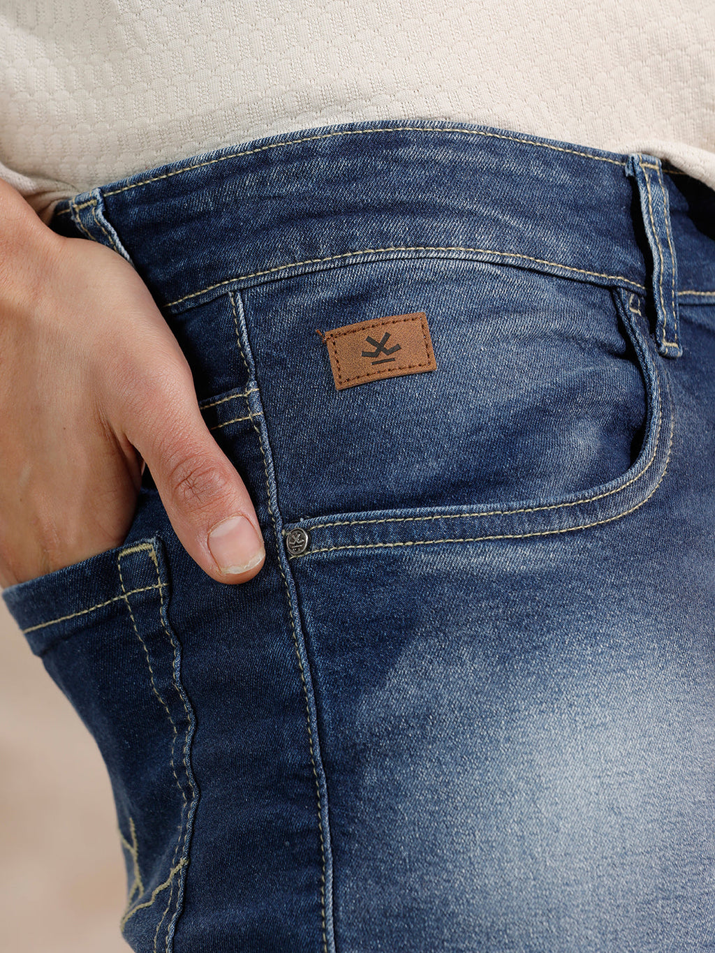 Distressed Heavy Fade Slim Fit Jeans | Blue