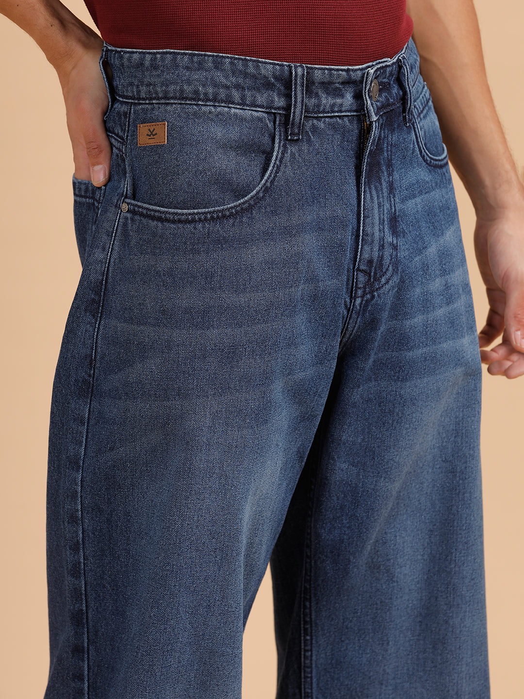 Casual Heavy Fade Loose Fit Jeans| Blue