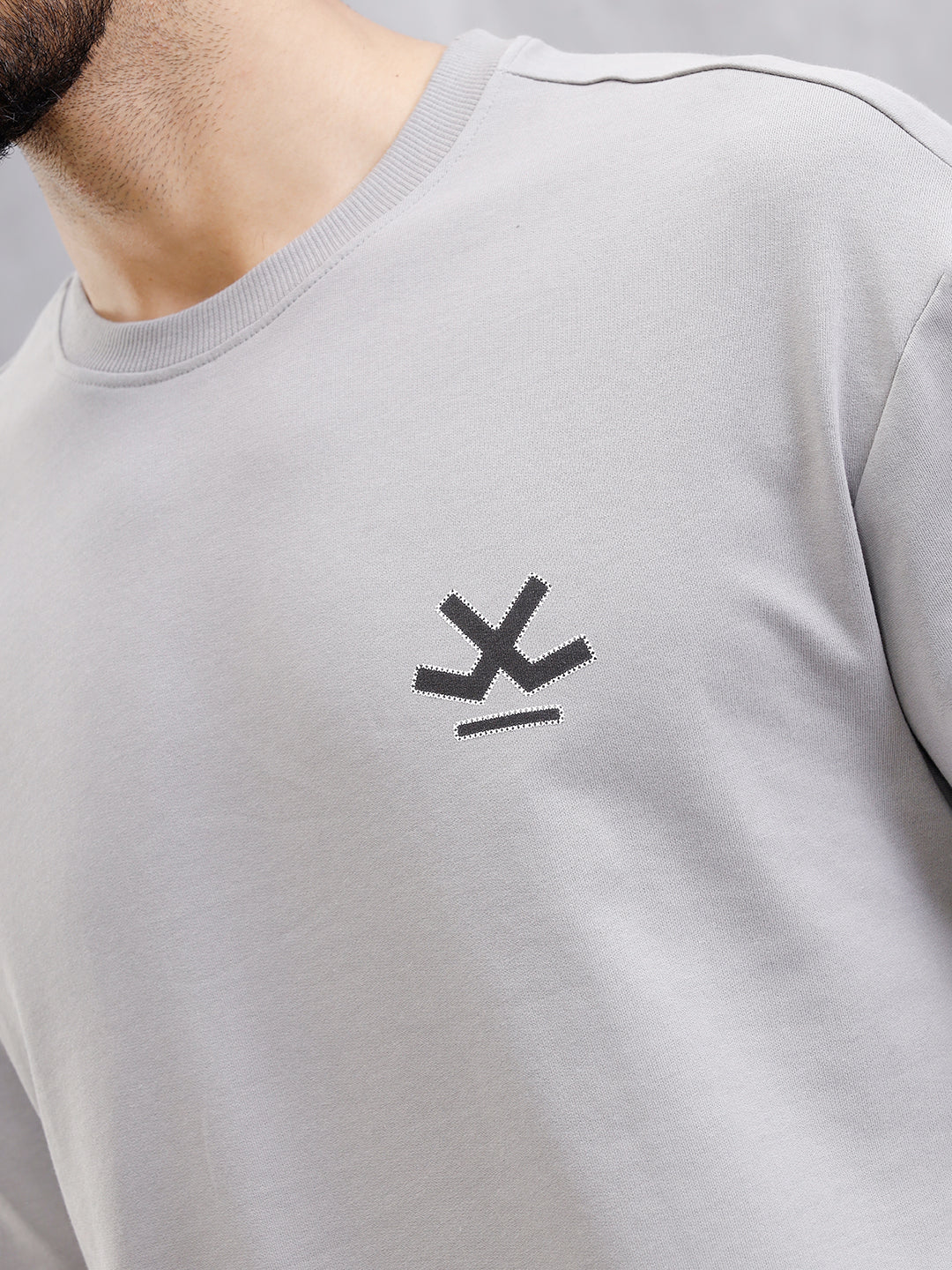 Cross Stitch Inspired Back Print Graphic T-Shirt | Grey