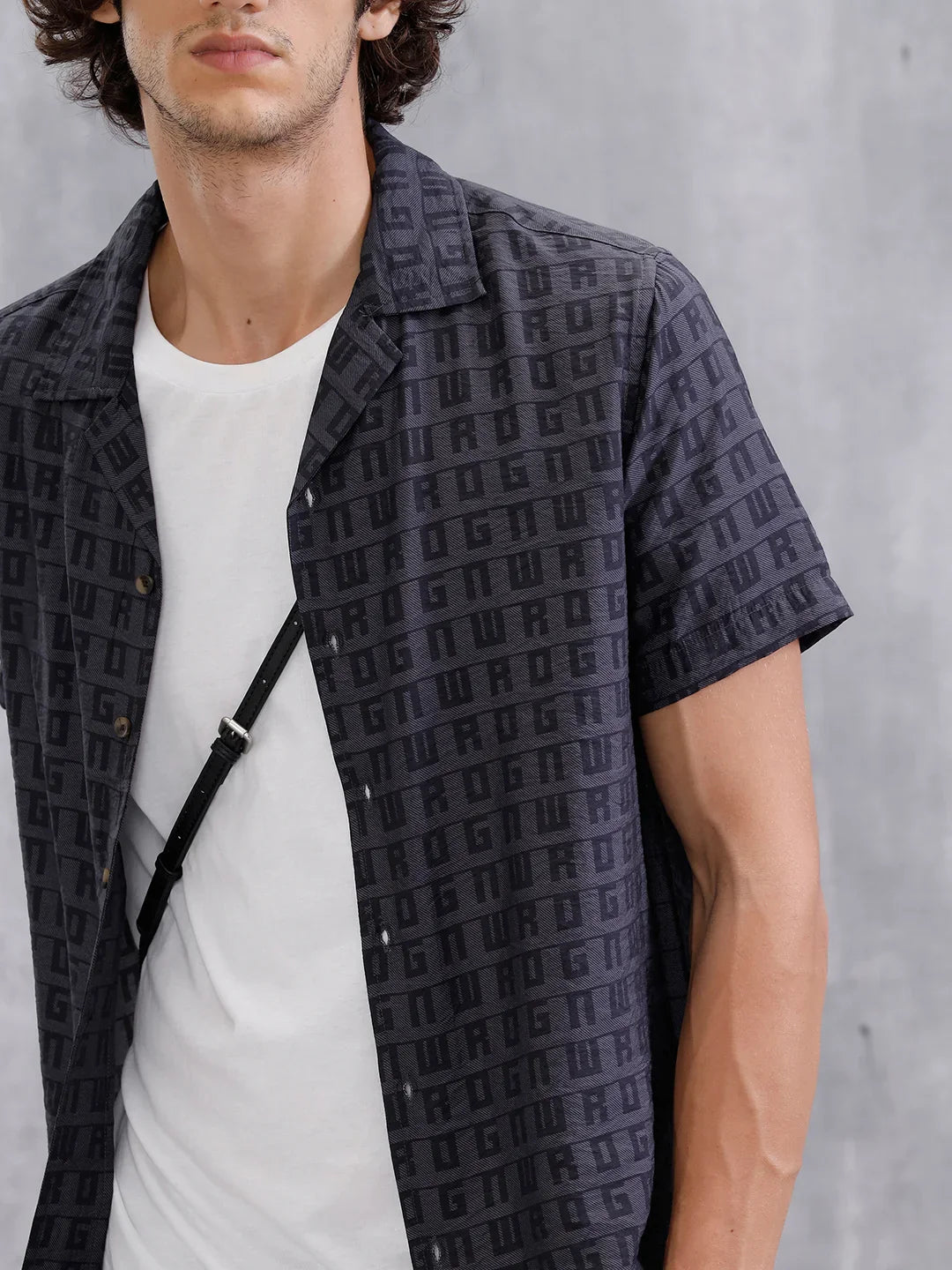 Casual AOP Resort Collar Shirt | Black