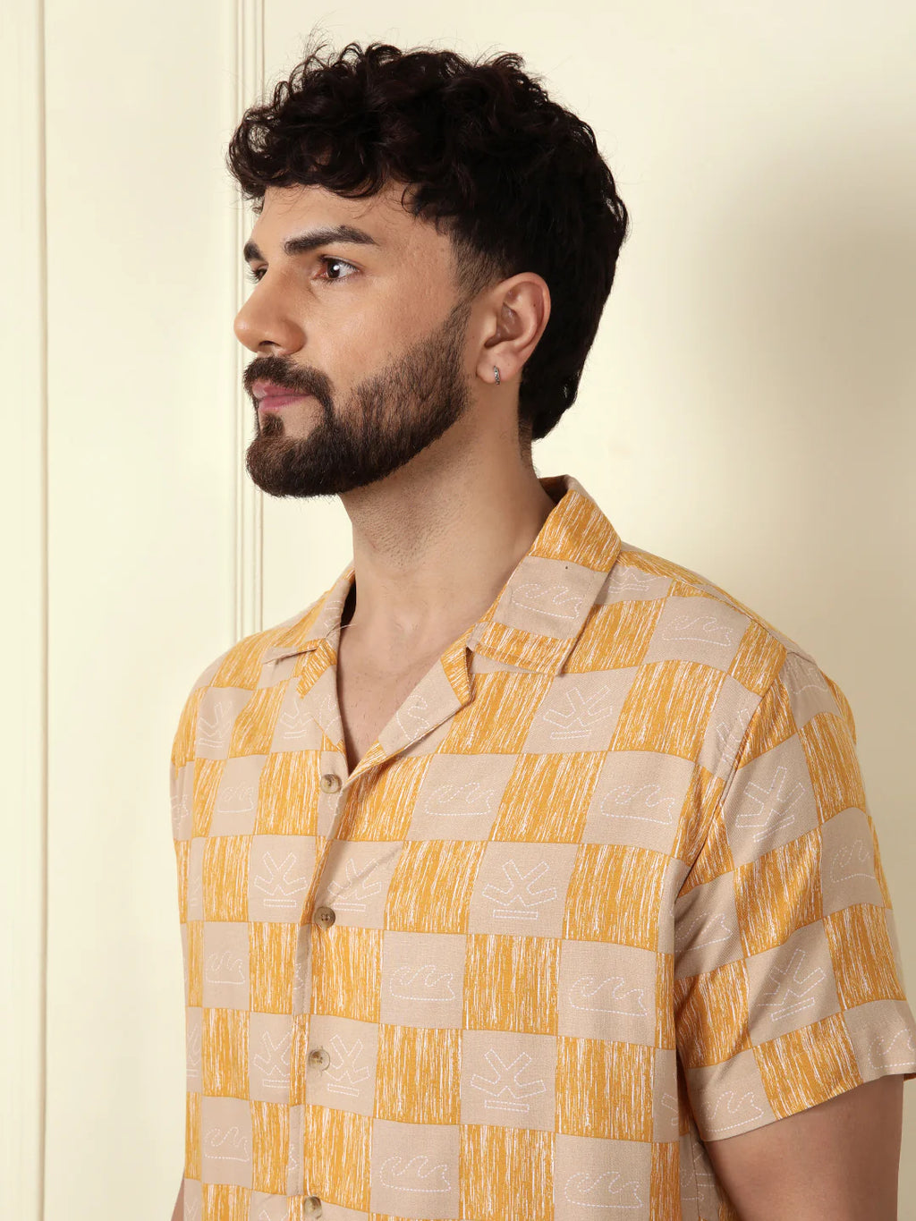 AOP Fluid Viscose Shirt | Yellow