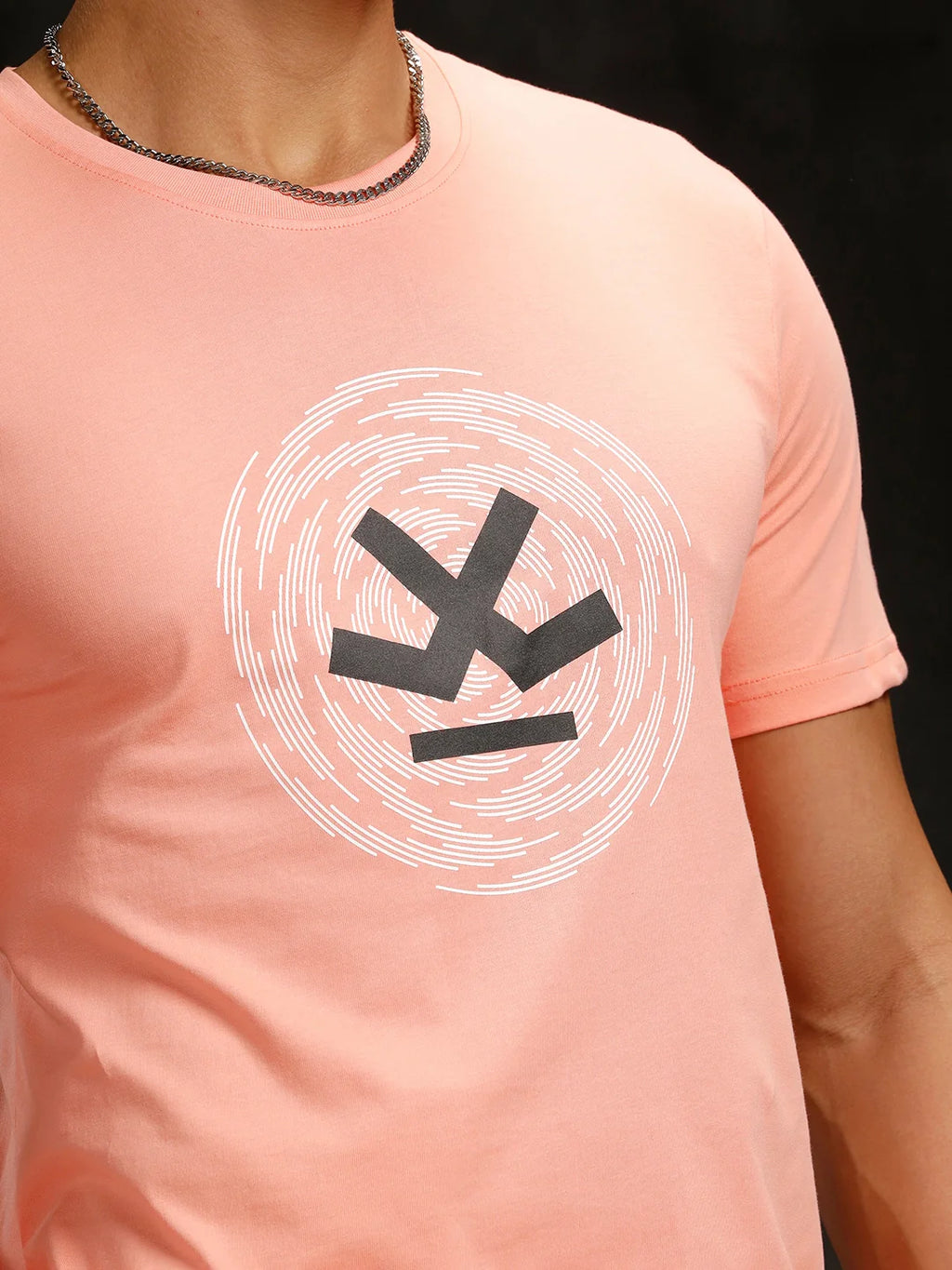 Logo Placement Printed T-Shirt | Pink