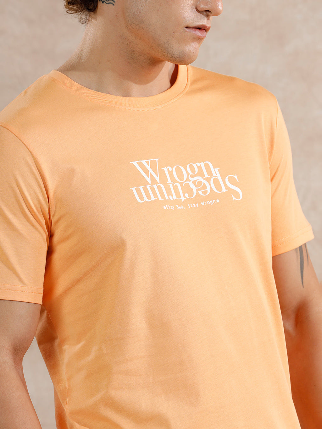 Printed Regular Fit T-Shirt | Orange