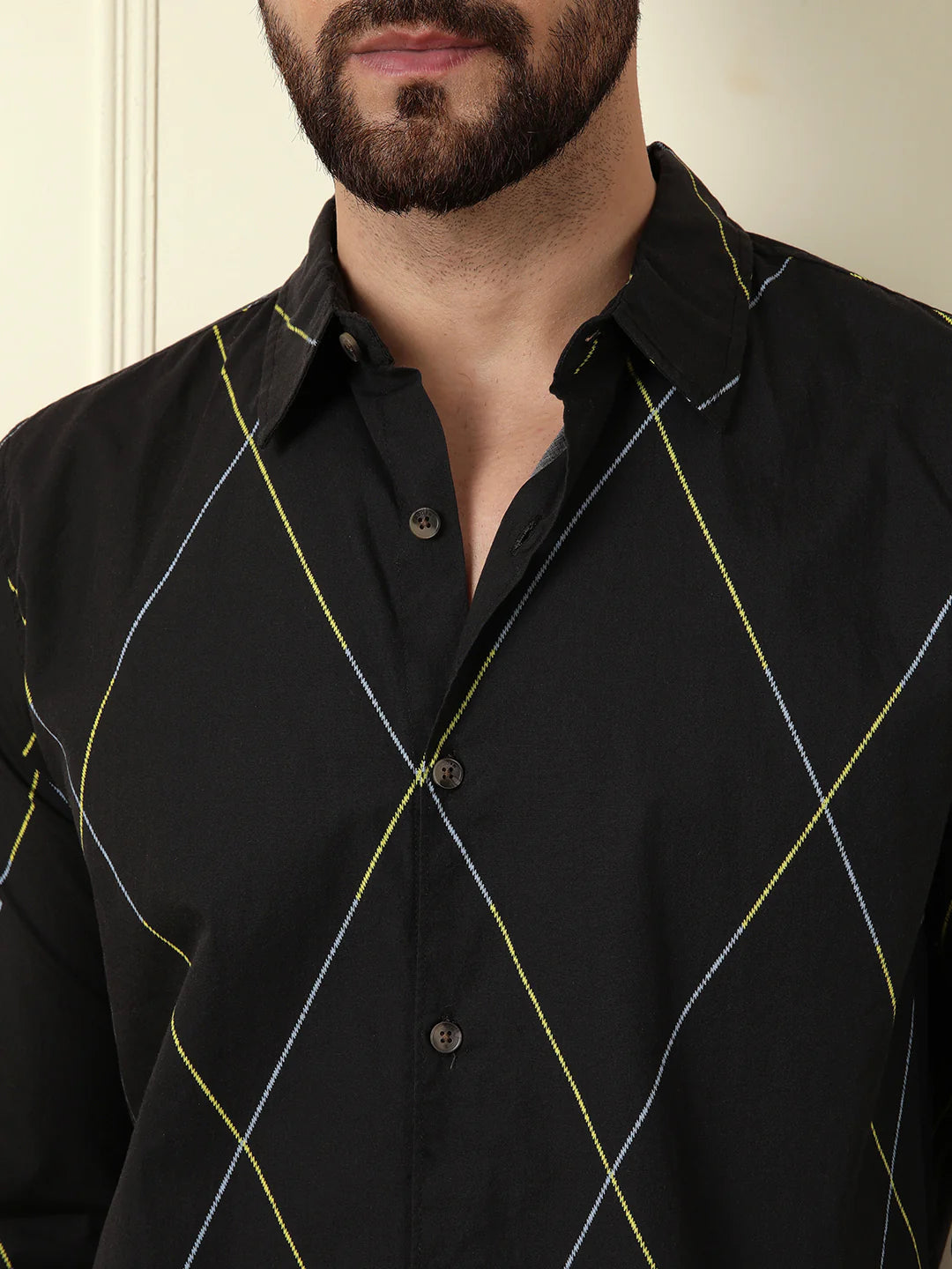 Diagonal Lines Black Shirt