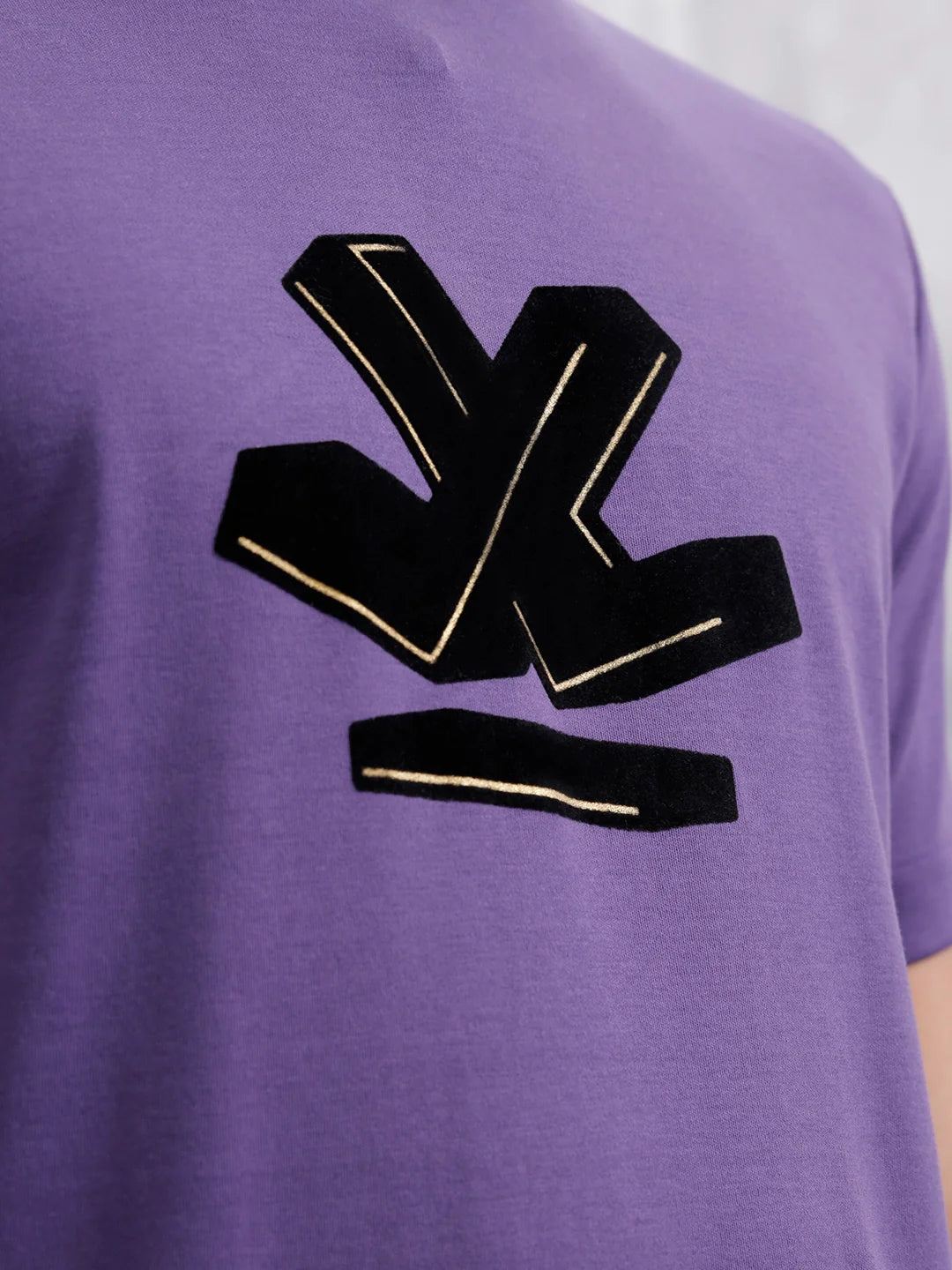Slim Fit Metallic Flock T-Shirt | Purple