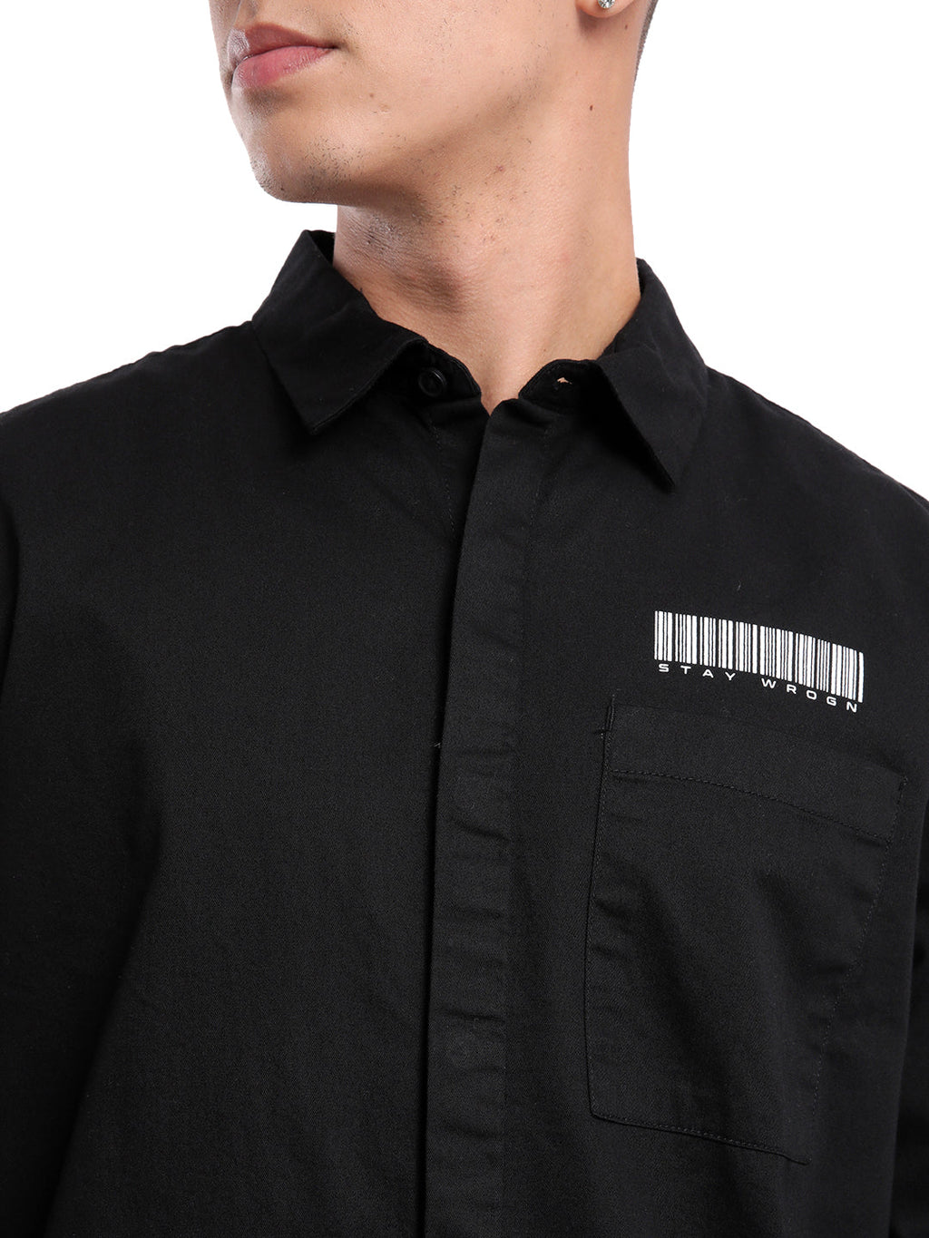 Classic Black Barcode Printed Shirt