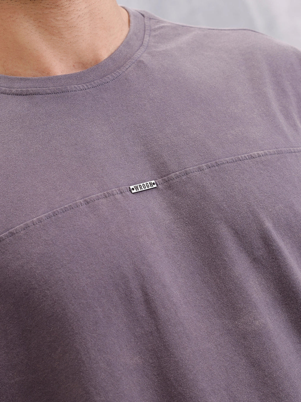 Distressed Grunge Look Oversized Fit T-shirt With Metal Branding | Dark Grey