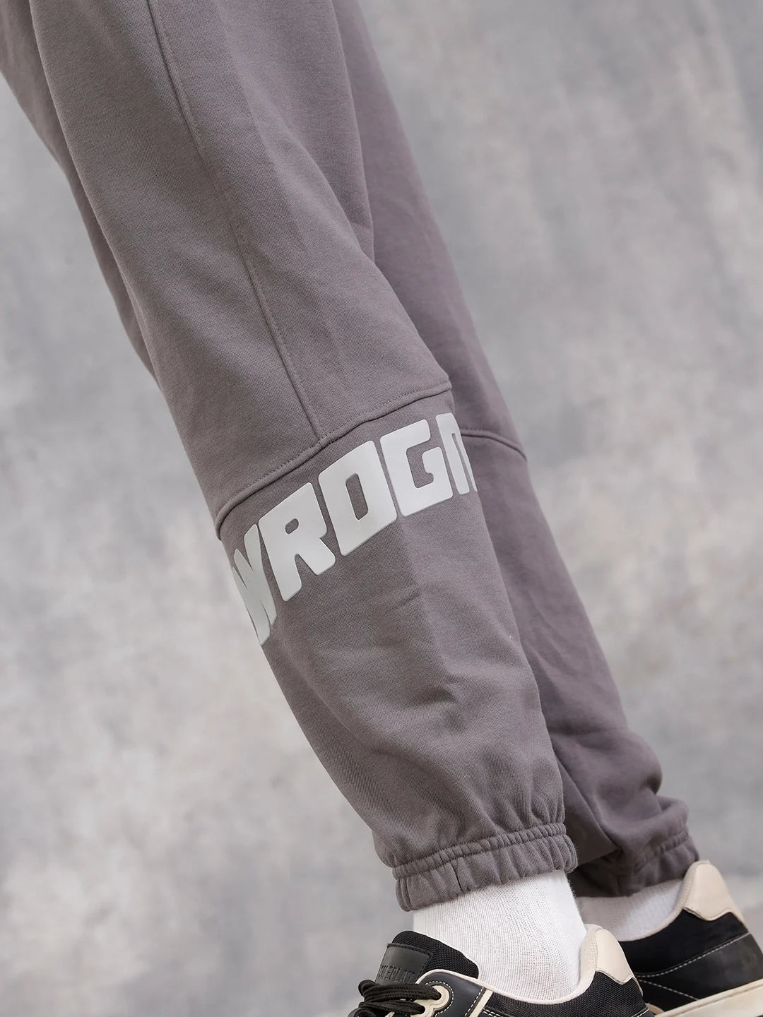Cut&Sew Comfort Fit Jogger With Hd Print | Grey