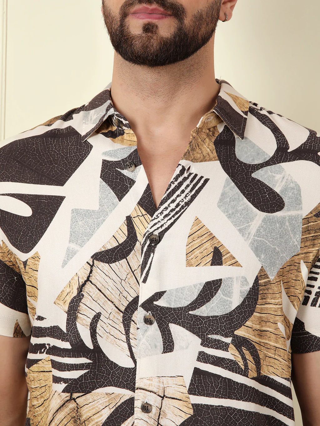 AOP Fluid Viscose Shirt | Khaki