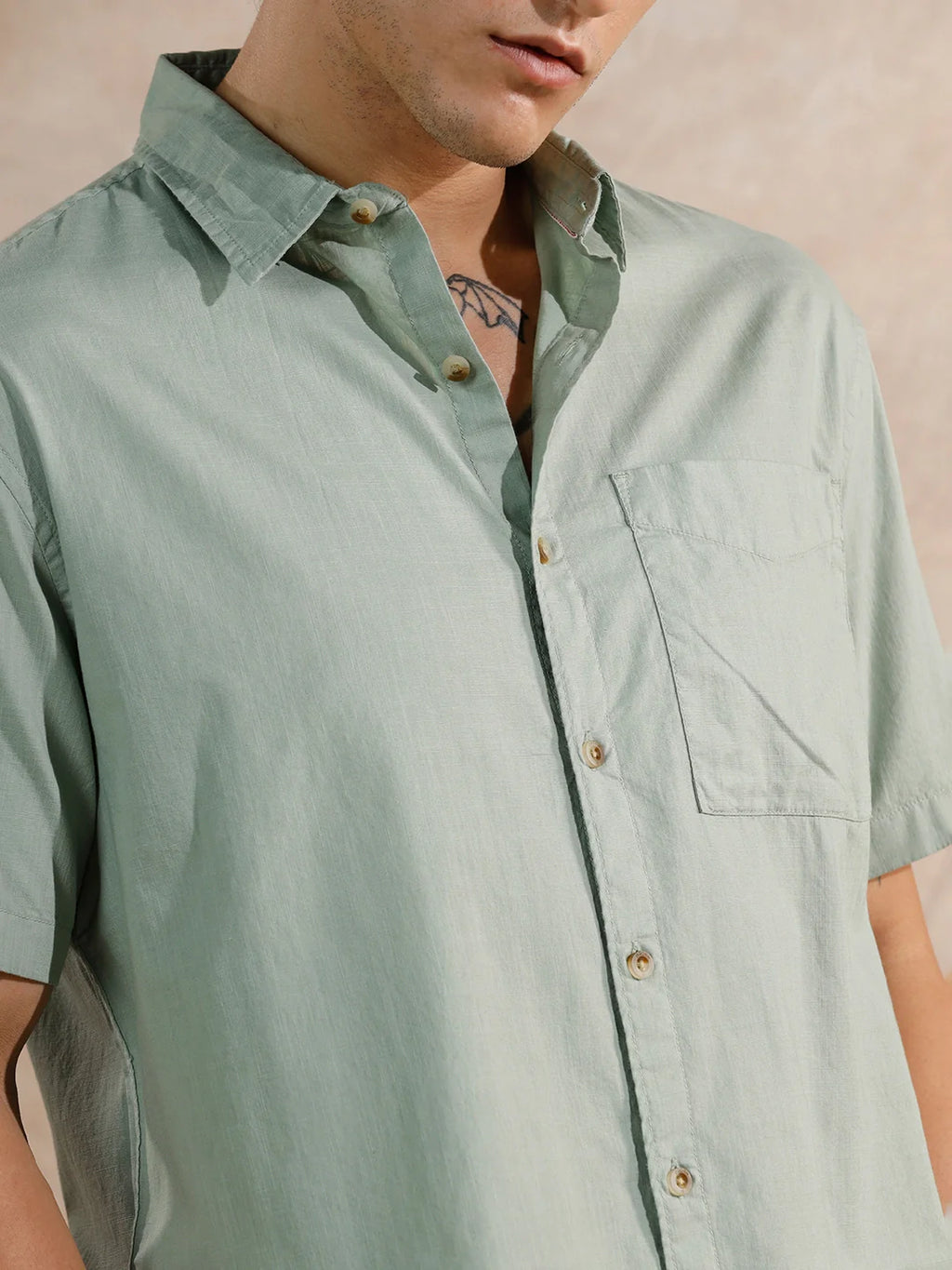 Cotton Slub Overdyed Shirt | Olive