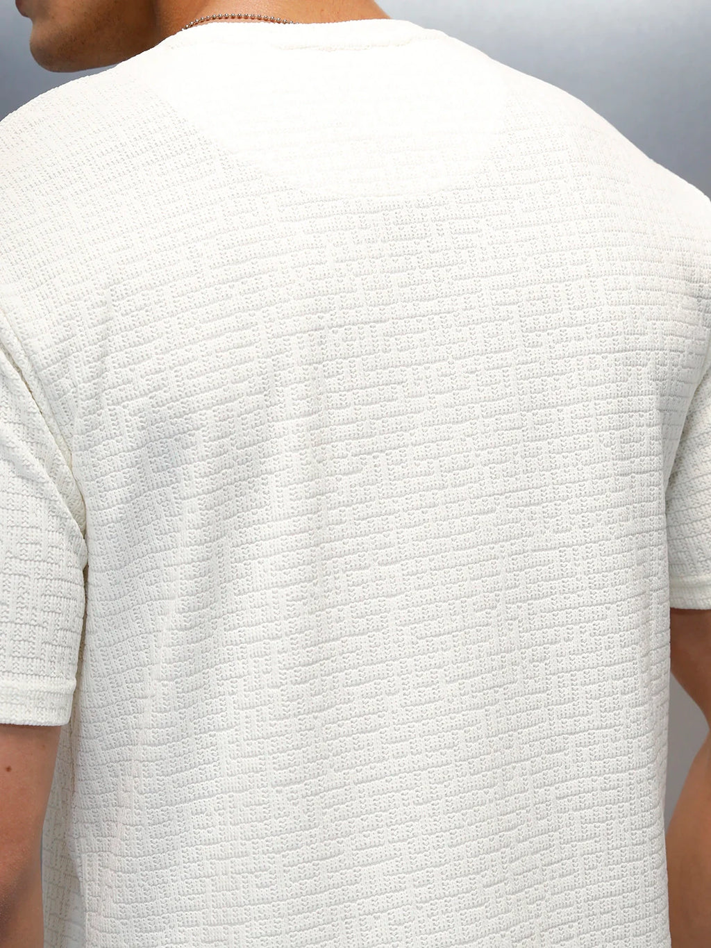 Textured Men's Casual Regular Fit T-Shirt | White