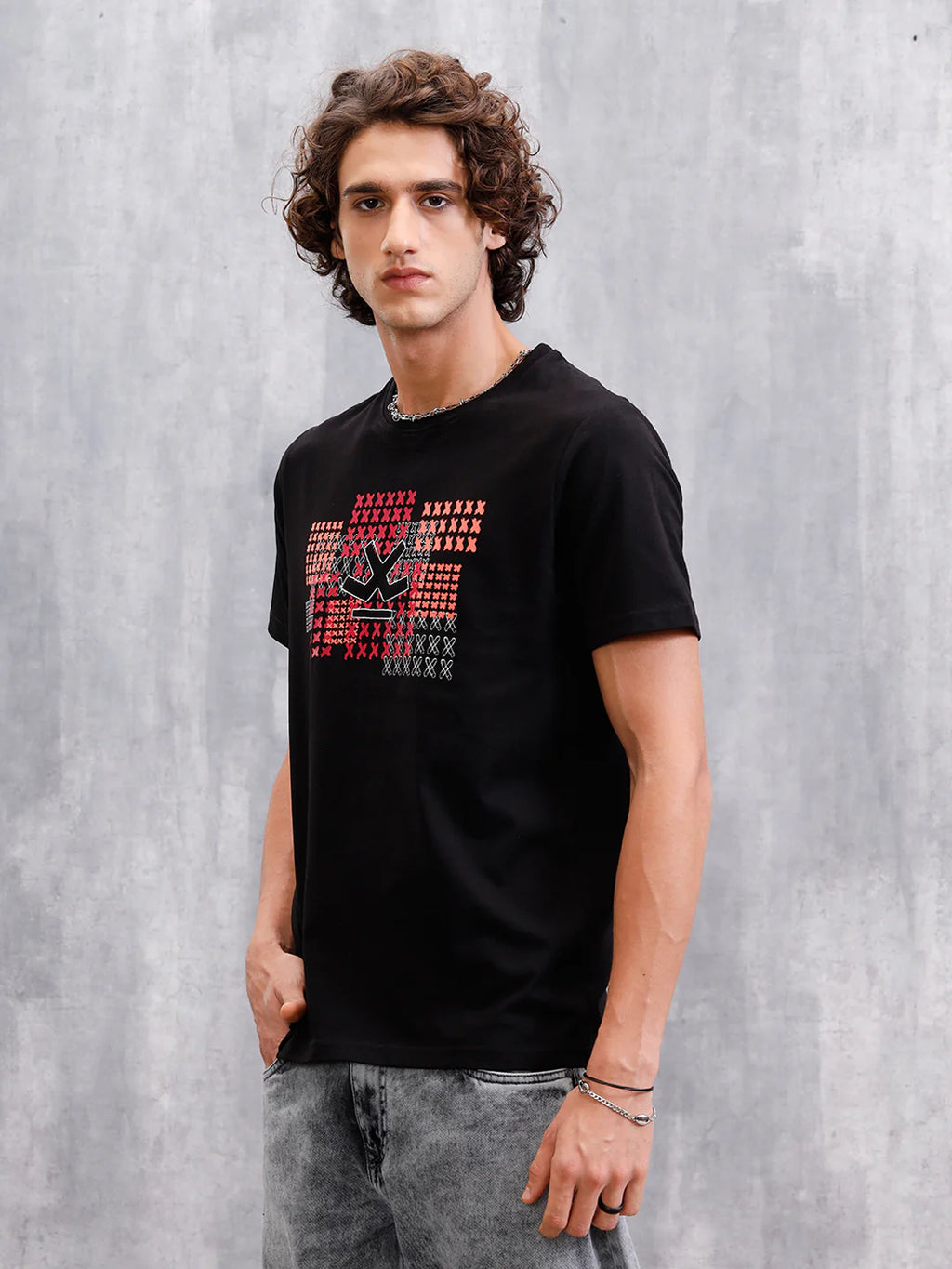 Cross Stitch Inspired Brand Carrier With Embroidery And Print | Black