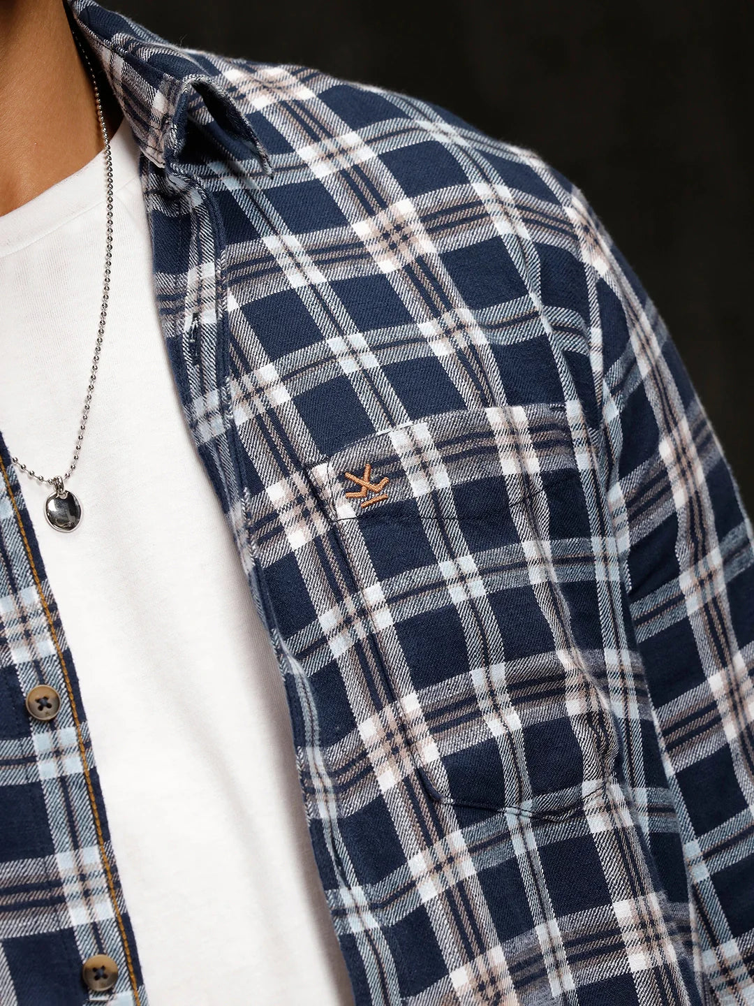 Checkered Full Sleeve Shirt  | Navy Blue