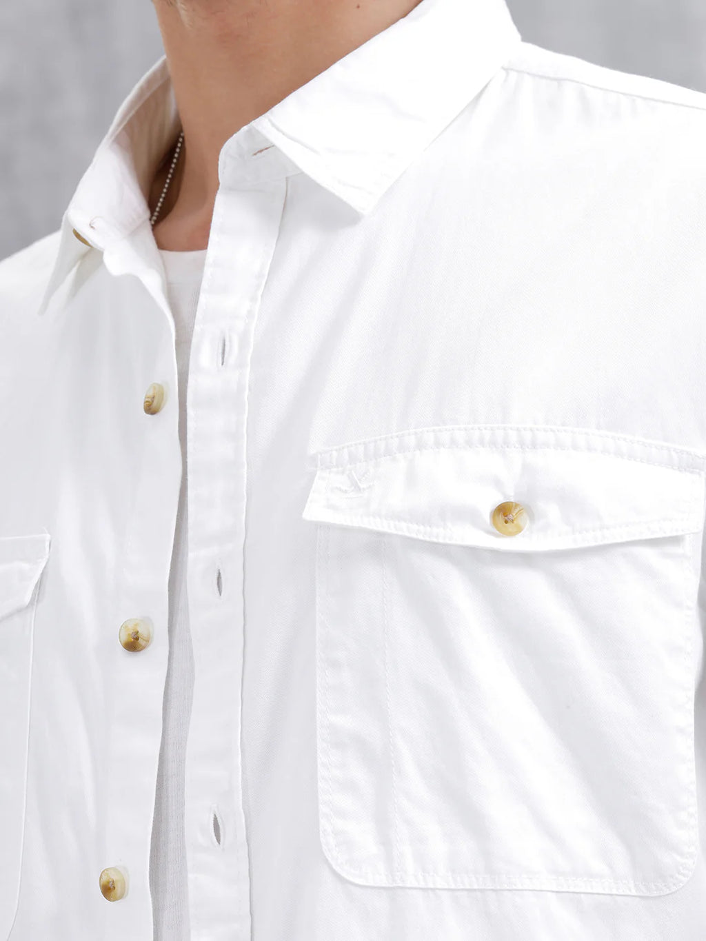 Casual Comfort Fit Shirt With Double Pockets | White