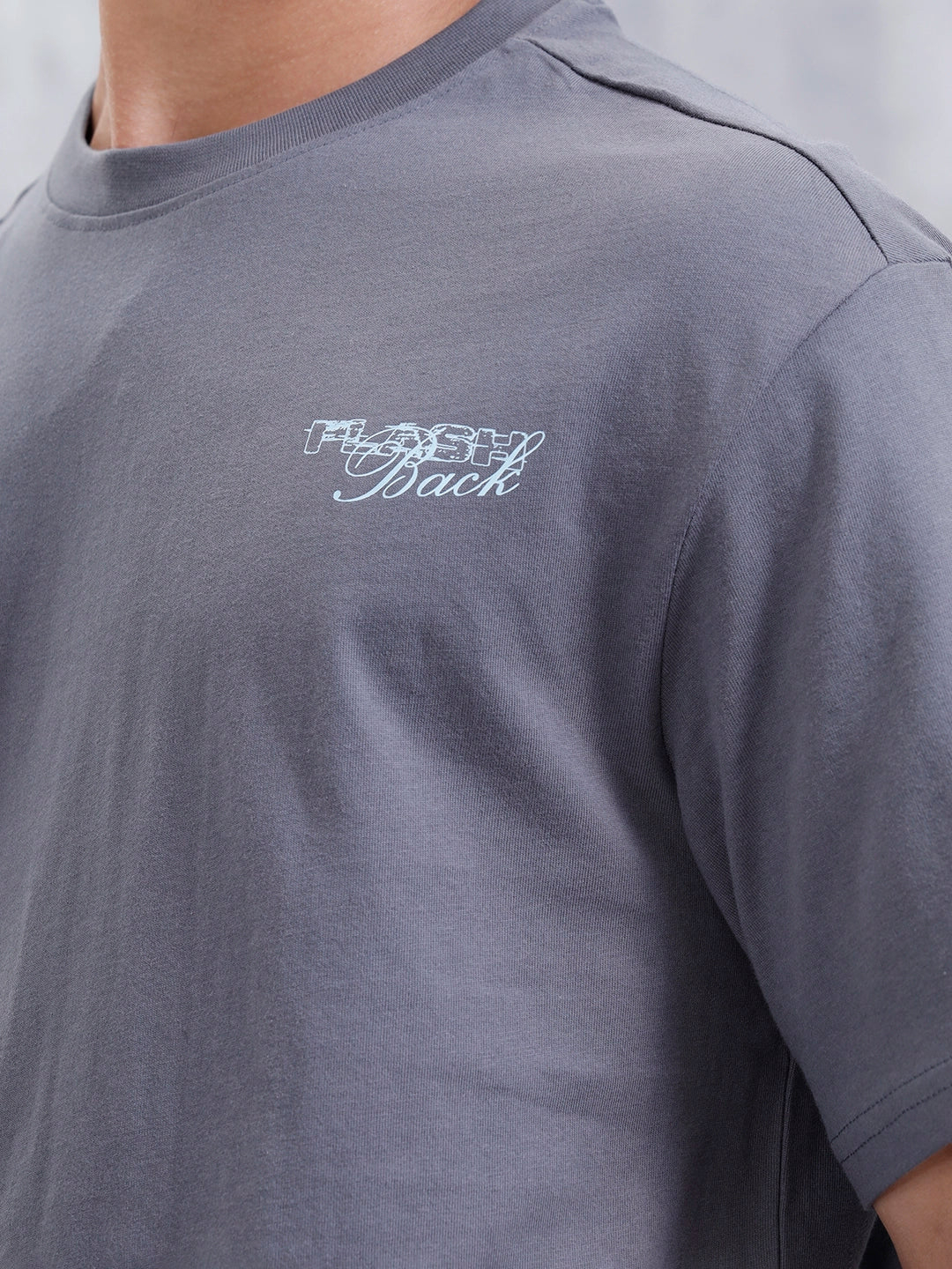 Casual Men Oversized Fit Tee With Graphic | Grey