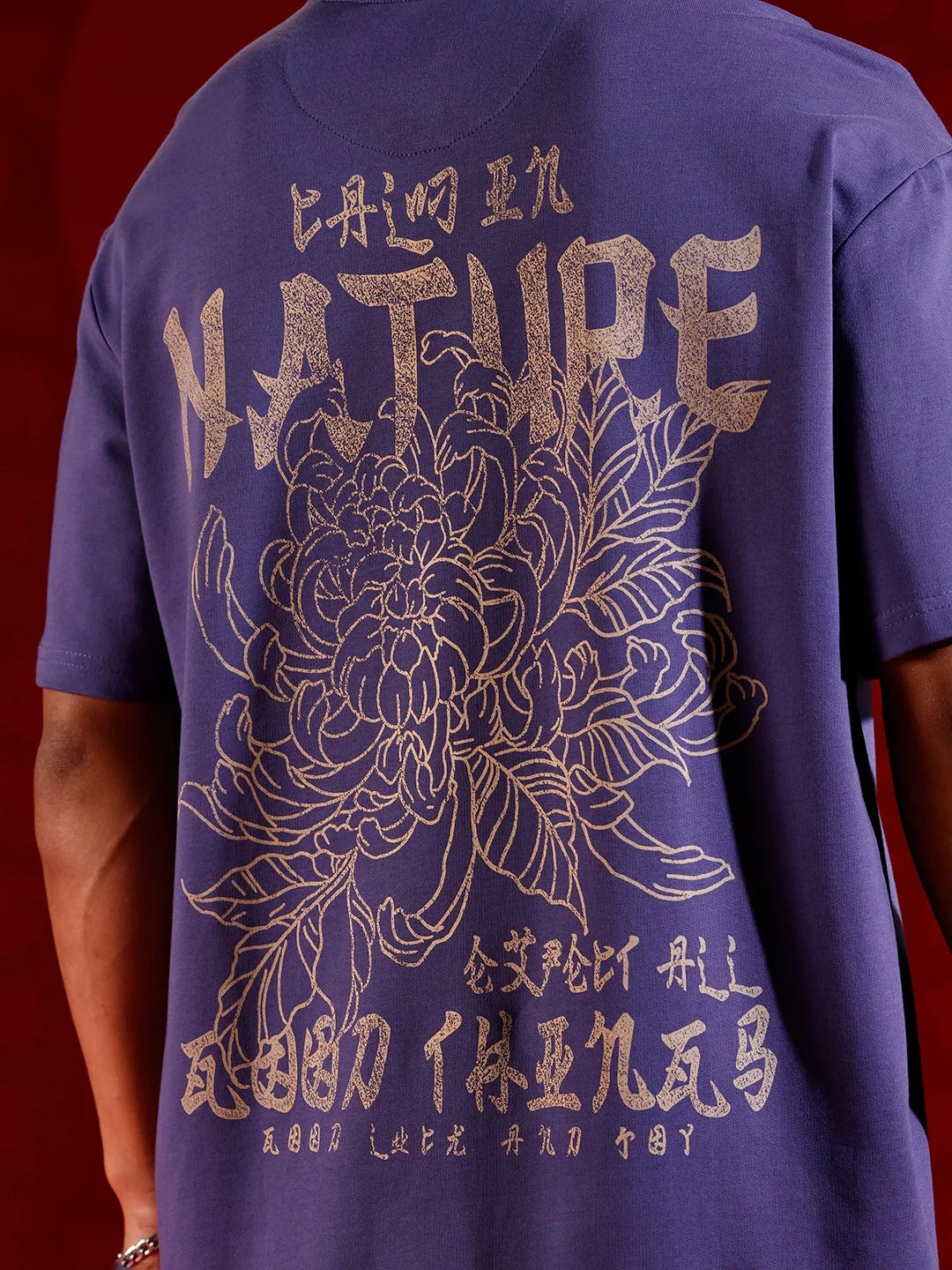 Graphic chest print oversized T-shirt | Dark blue