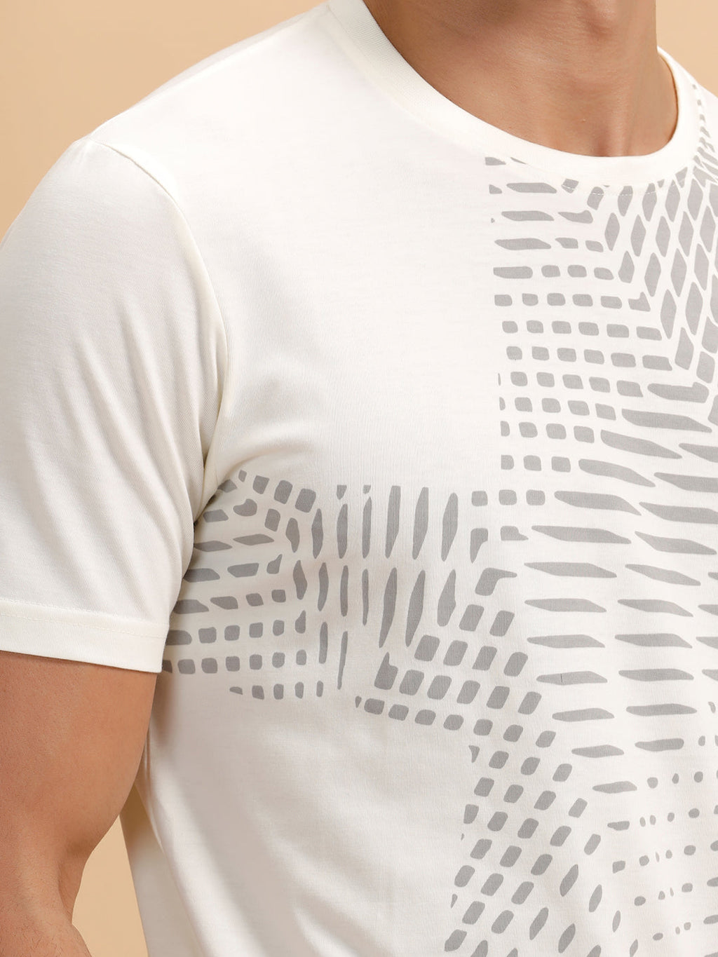 Panel Printed Regular Fit T-Shirt | White