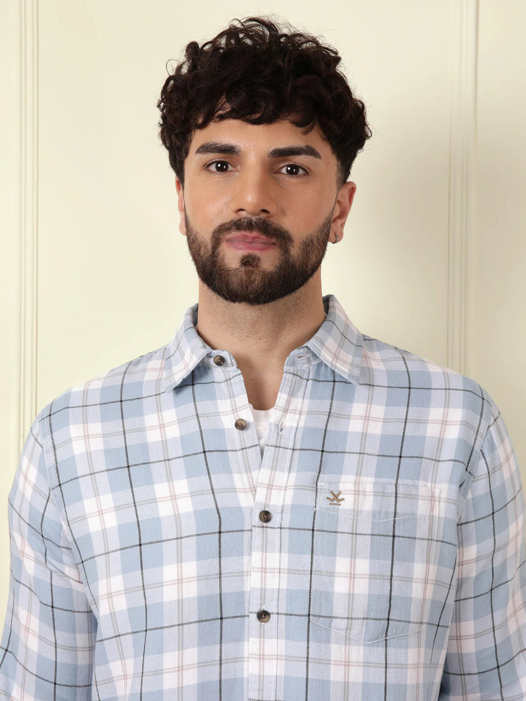 Checked Double Clothed Shirt | Blue