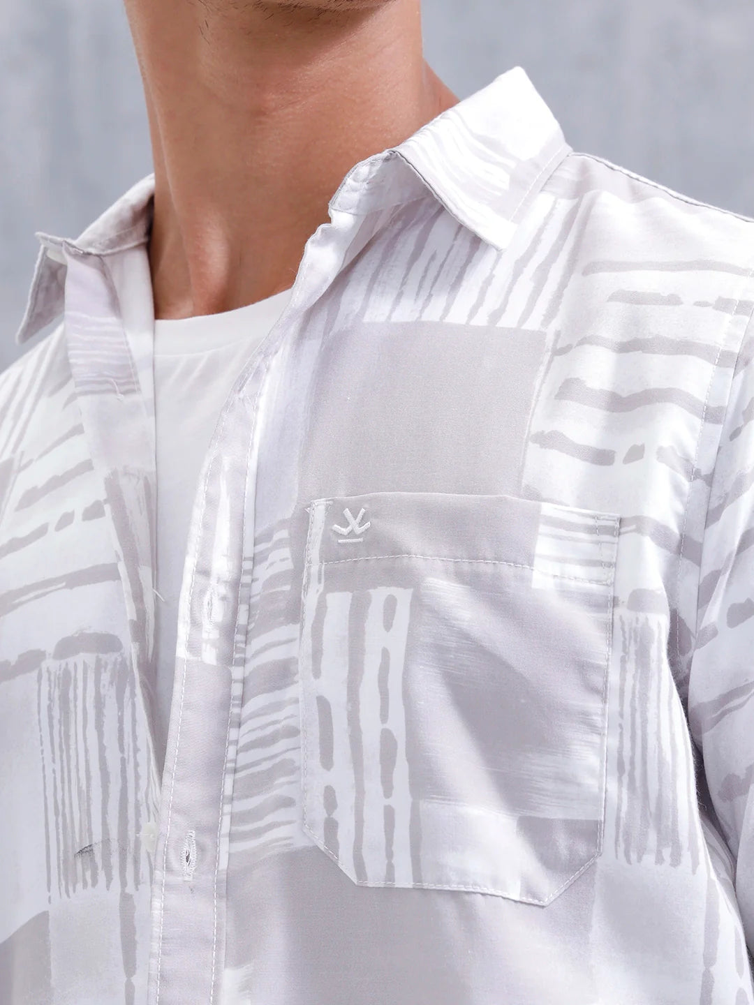 Abstract Aop Printed Men Comfort Fit Shirt | Grey