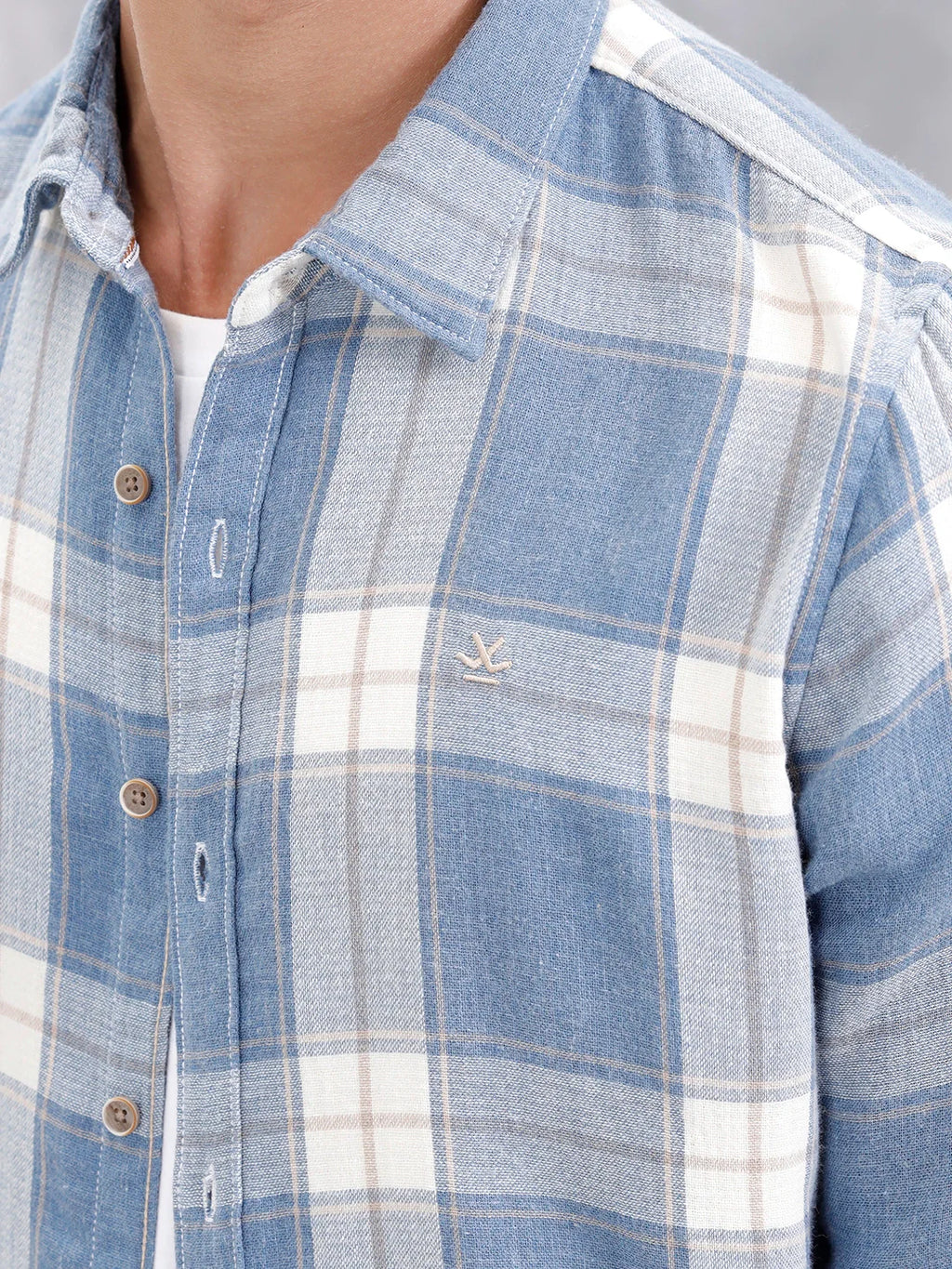 Checkered Pattern Casual Shirt For Men |Blue