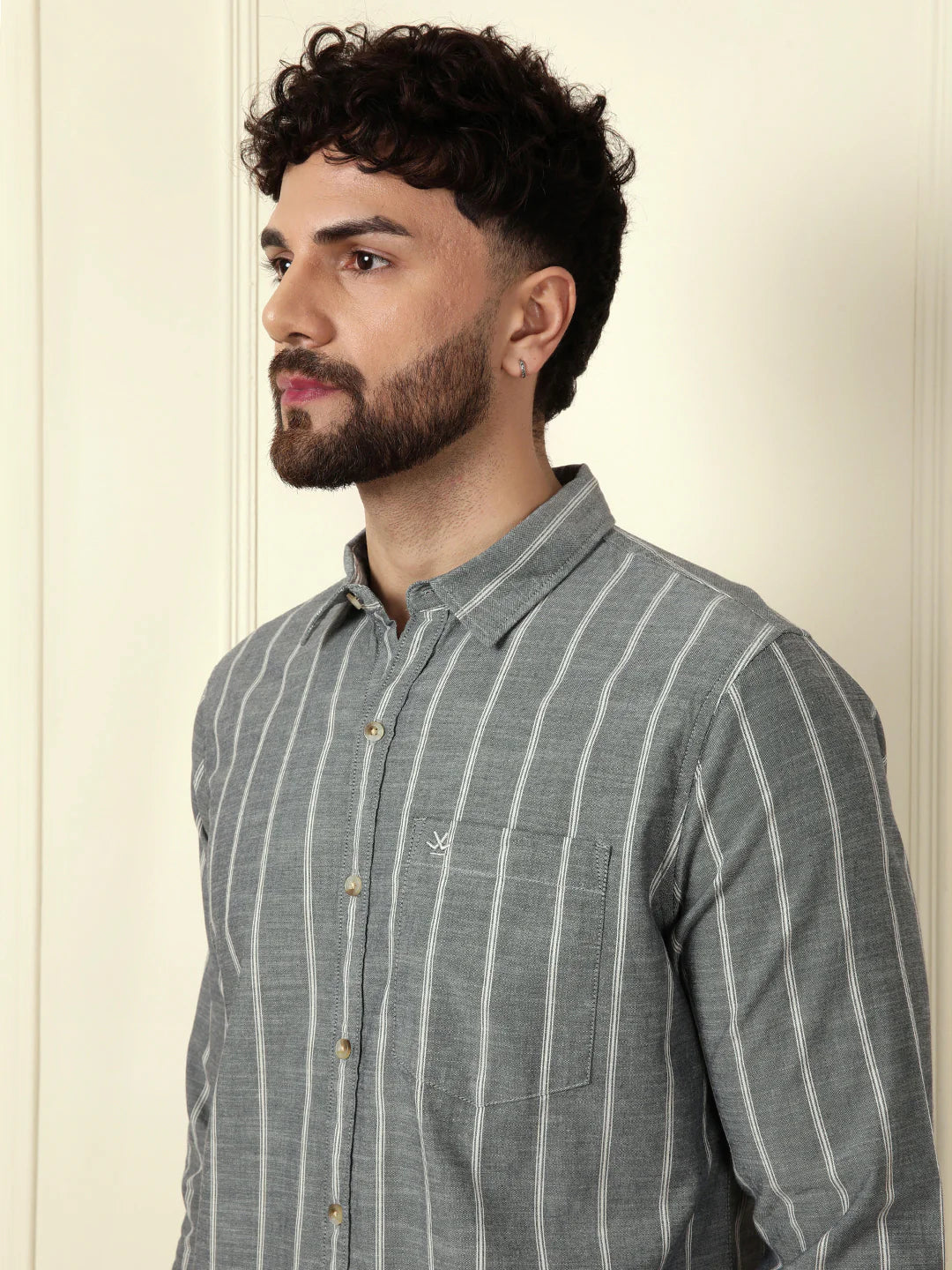 Classic Chambray Striped Shirt | Grey