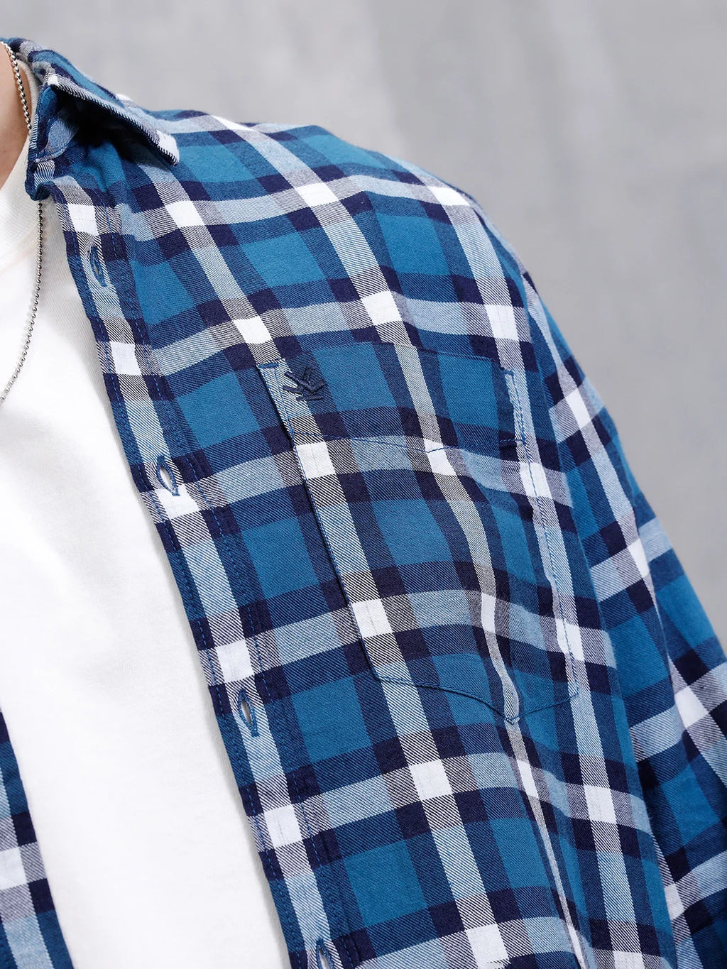 Checkered Full Sleeve Regular Fit Shirt | Dark Blue
