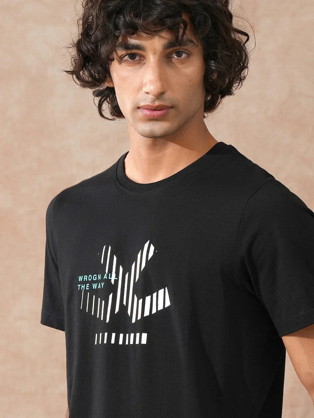 Foil Printed Slim Fit T-Shirt | Black