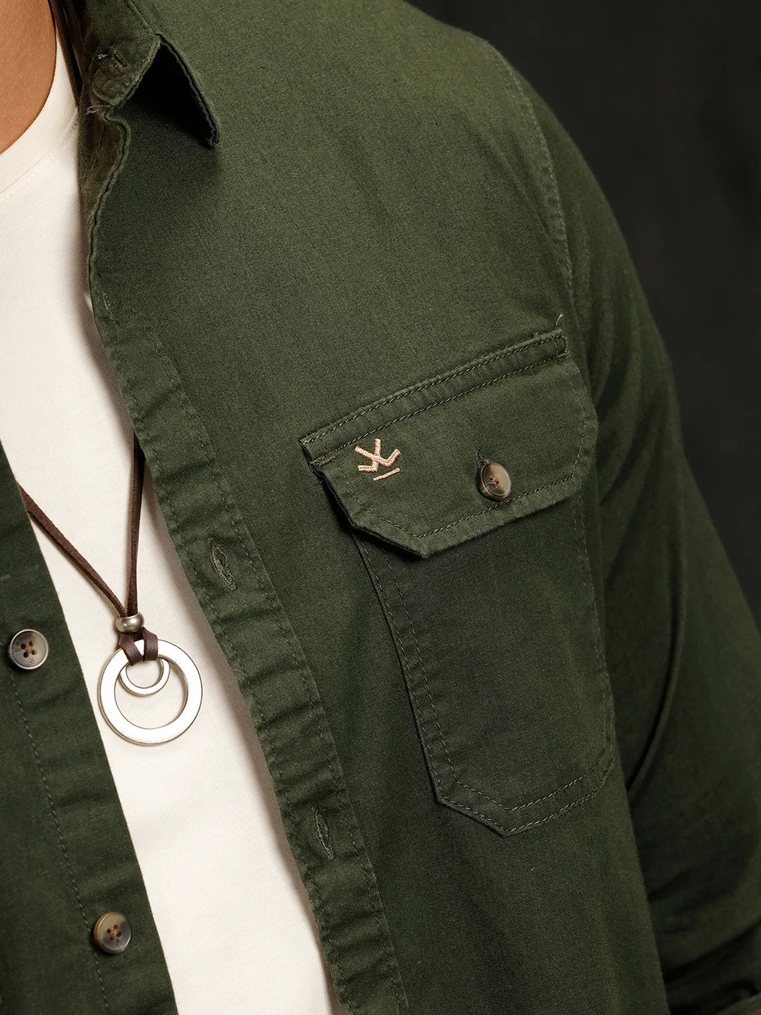 Double Pocket Overdyed Shirt | Olive