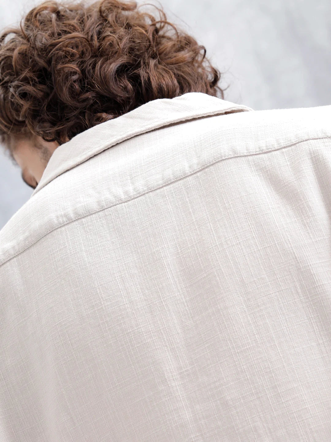 Cotton Slub Overshirt In Regular Fit | Beige