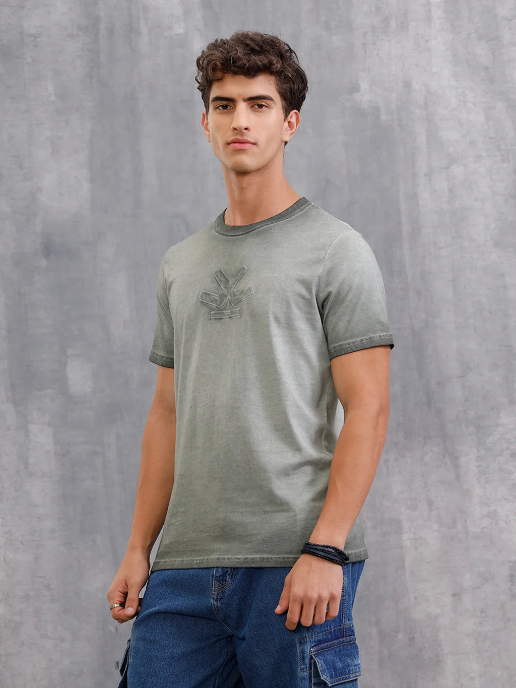 Acid Washed Slim Fit T-Shirt | Grey