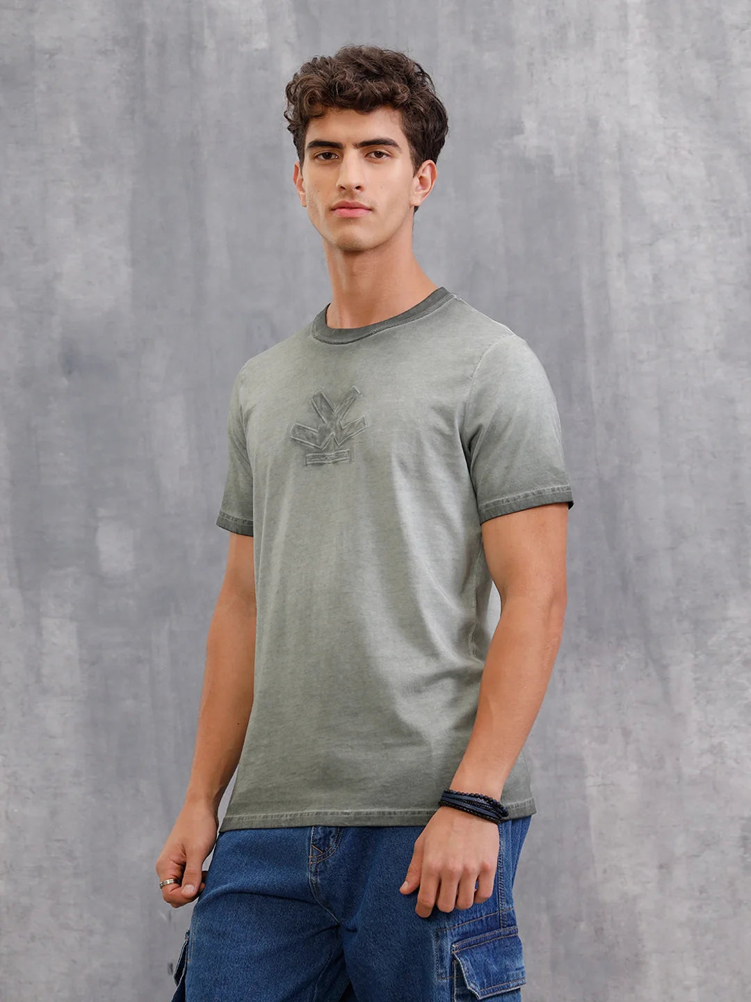 Acid Washed Slim Fit T-Shirt | Grey