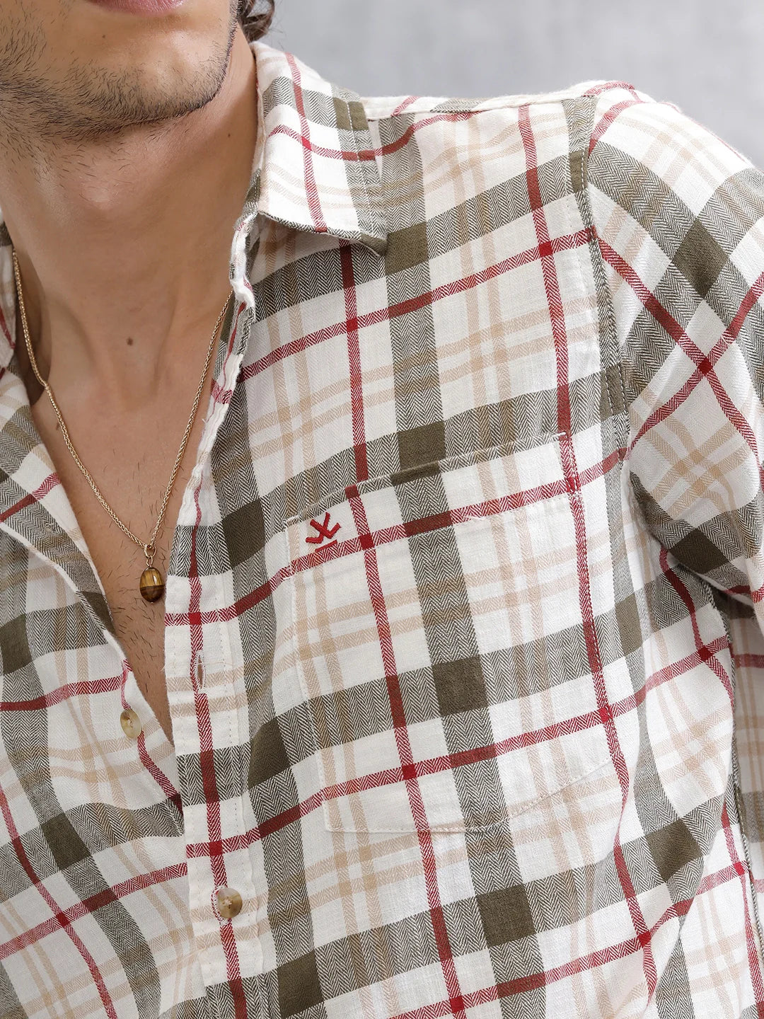 Checkered Full Sleeve Shirt | Off White