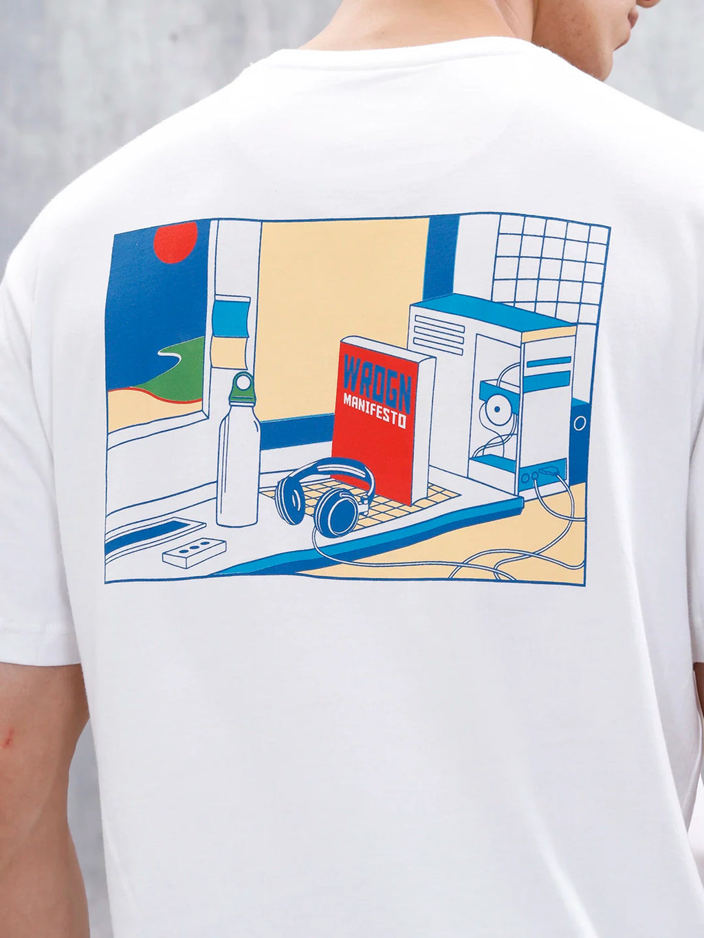 Men’s Casual Oversized Fit Graphic T-Shirt | White