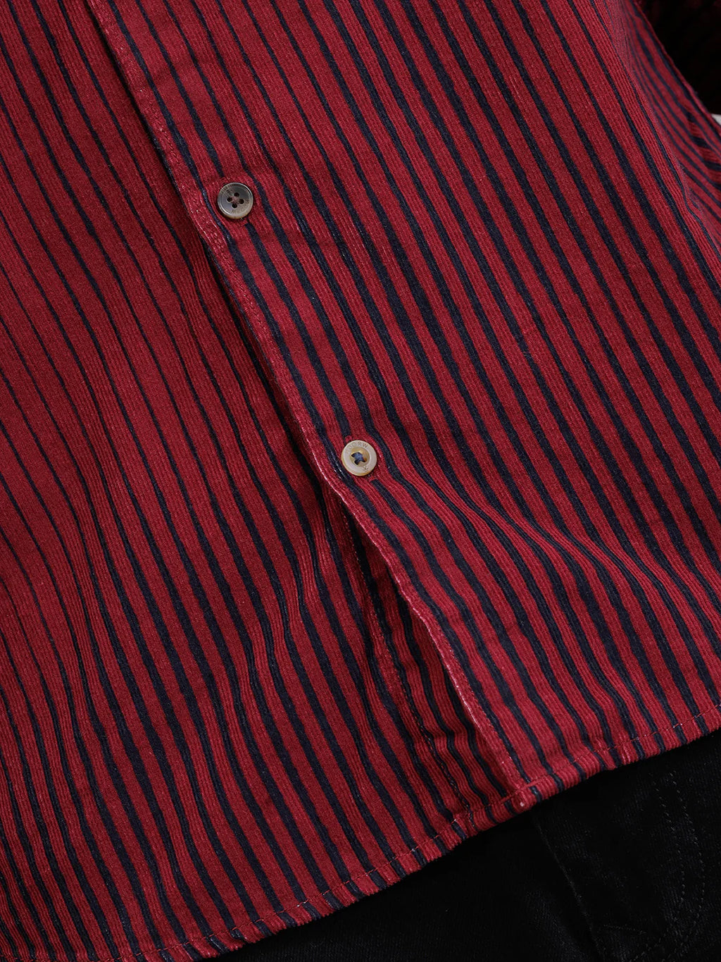 Corduroy Lenticular Stripe Print Shirt | Dark Maroon