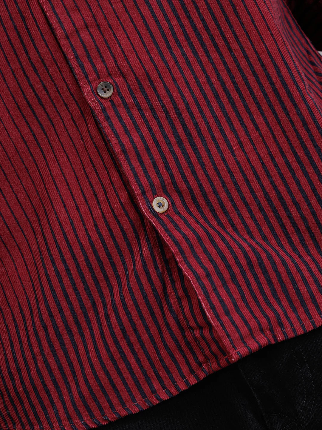 Corduroy Lenticular Stripe Print Shirt | Dark Maroon