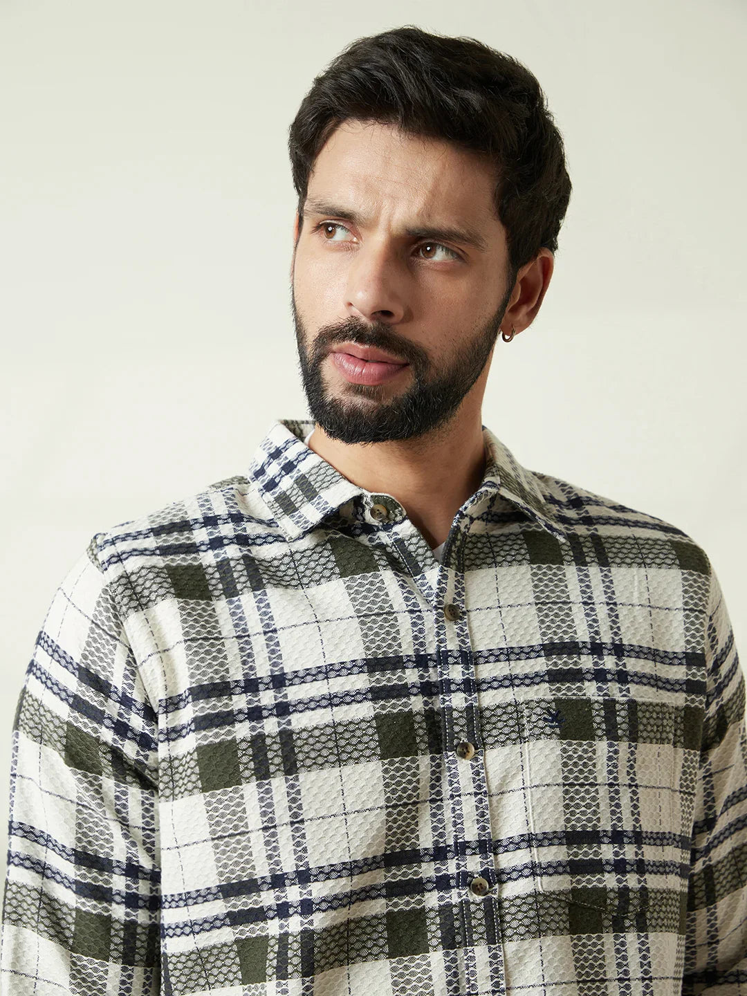 Checked Dobby Pattern Shirt | Green