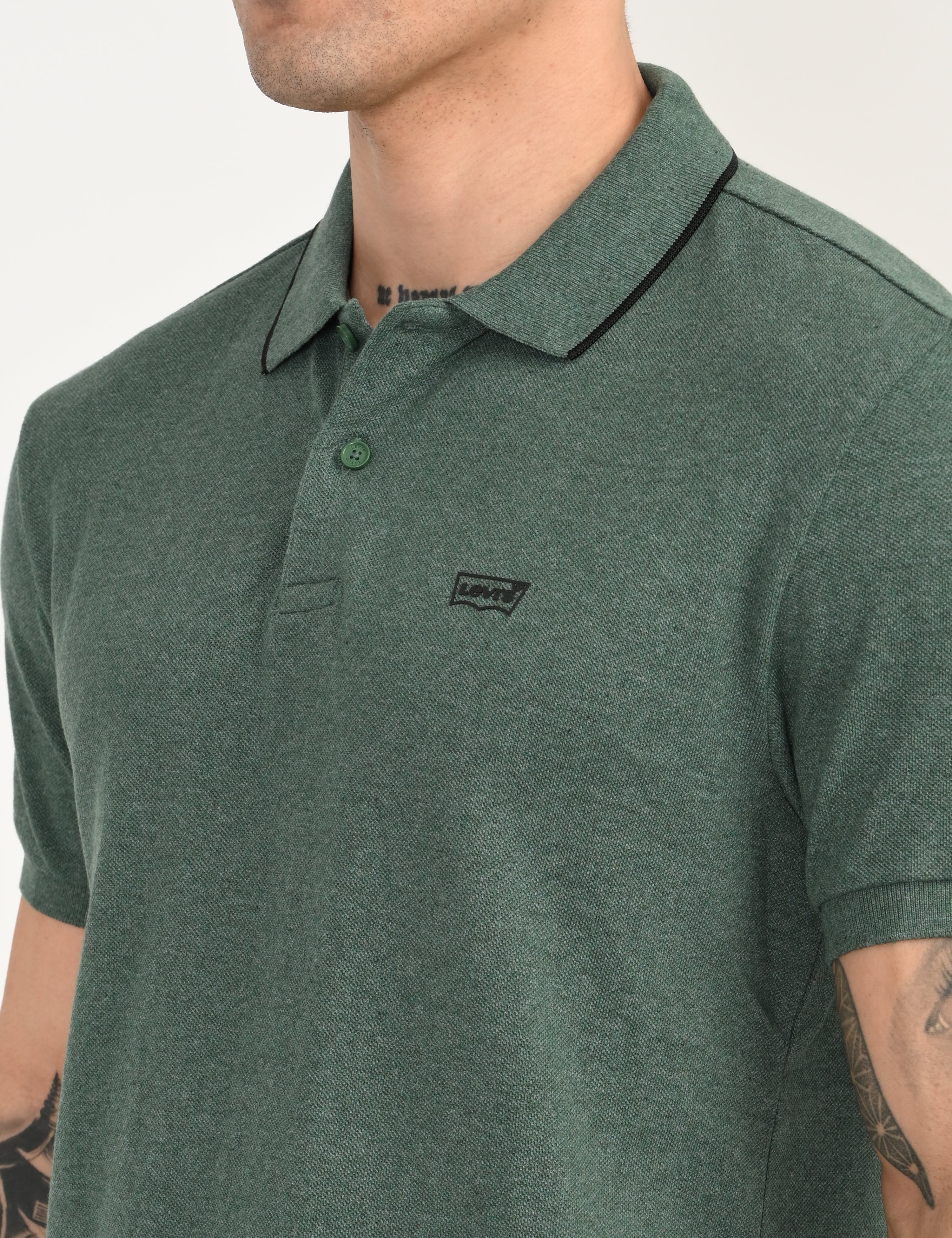 Men's Green Slim Fit Polo T-shirt