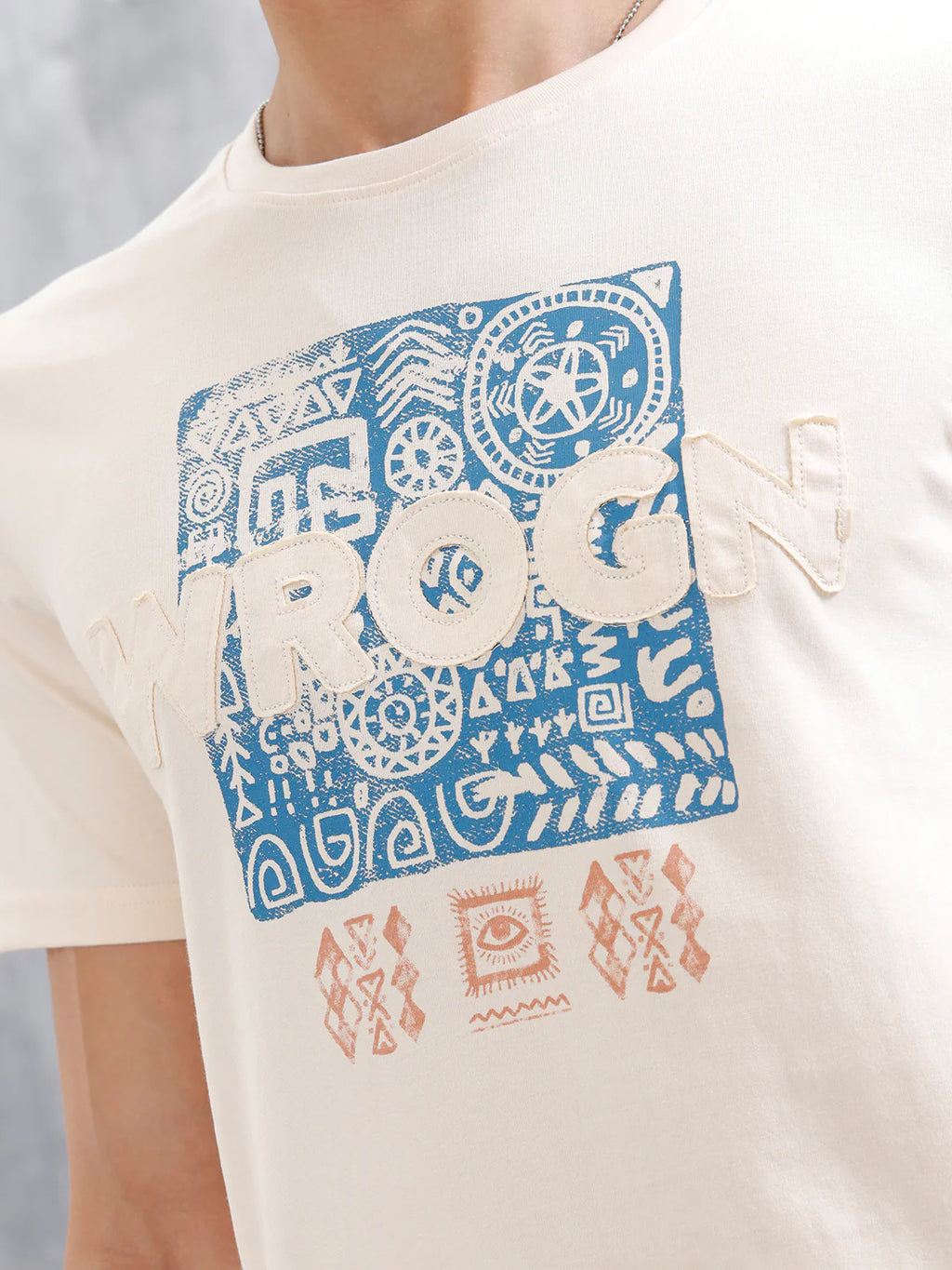 Ancient Markings Inspired Brand Carrier Slim Fit T-Shirt | Beige