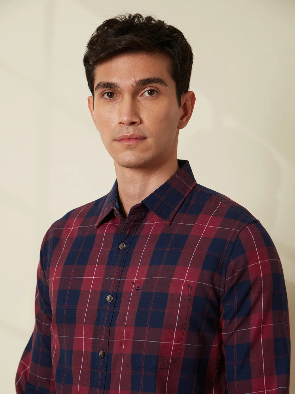 Cotton Twill Checked Shirt | Red