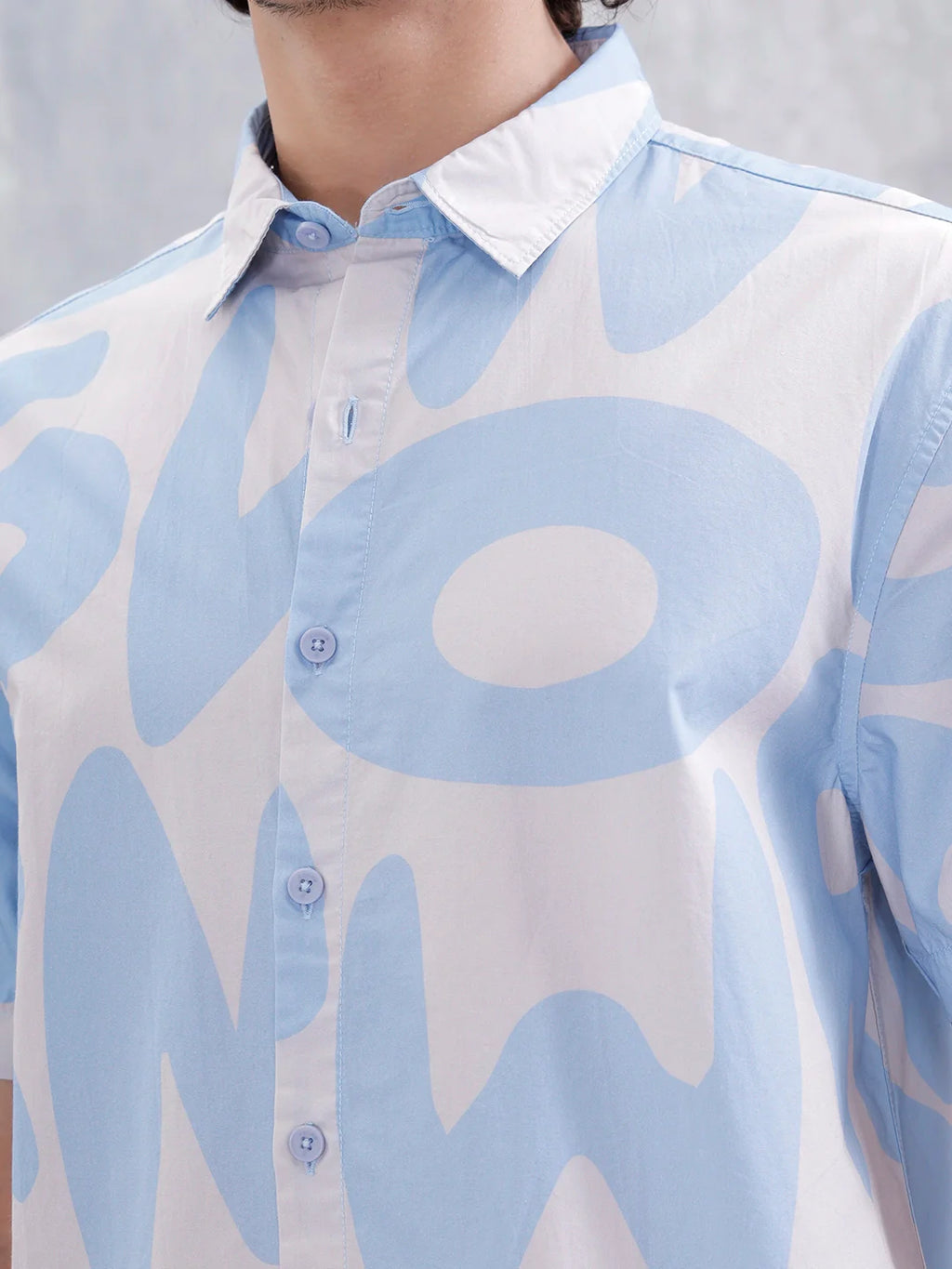 Abstract Aop Printed Comfort Fit Spread Collar Shirt | Blue