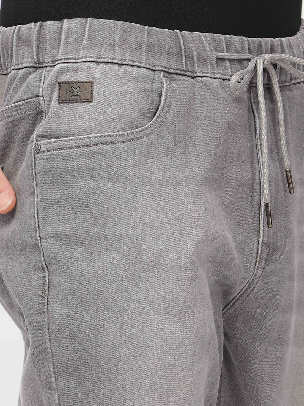 Grey Drawstring Denim Jogger