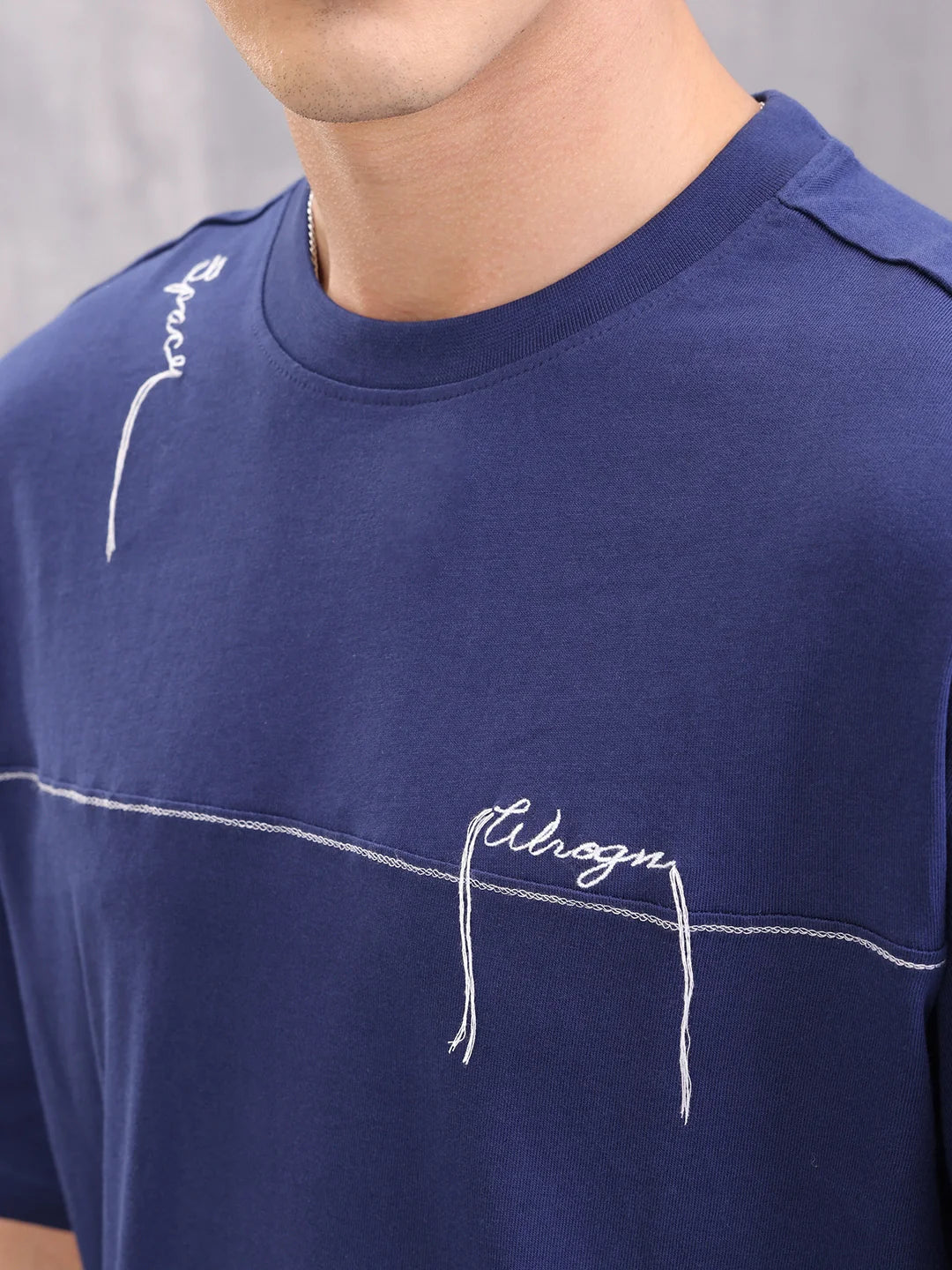 Solid Embroidered T-Shirt | Blue