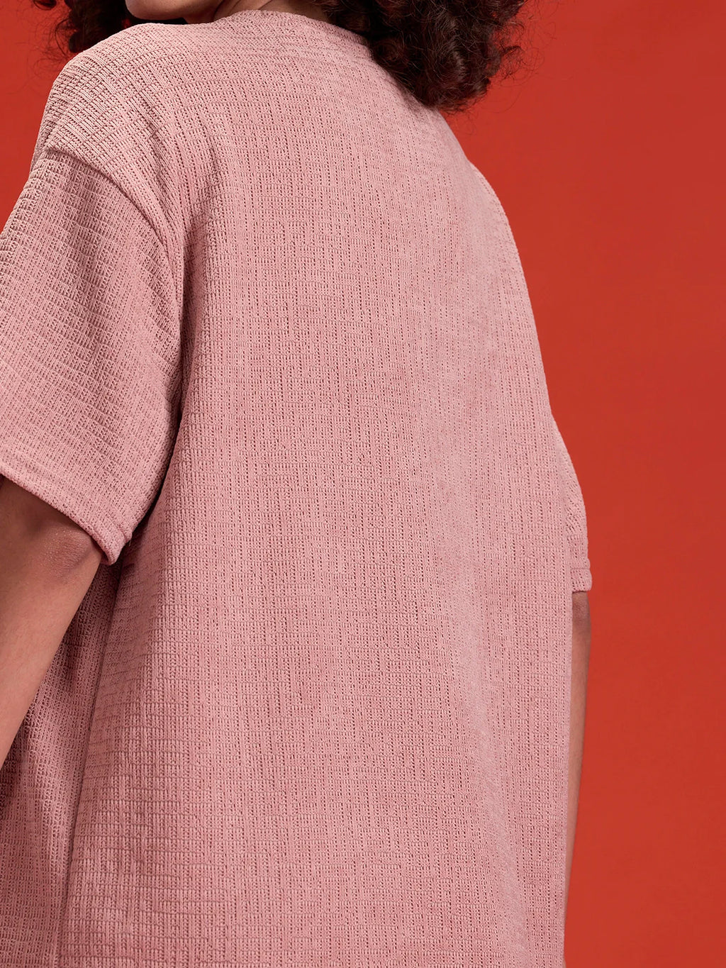 Men's Textured Oversized T-shirt  |  Peach