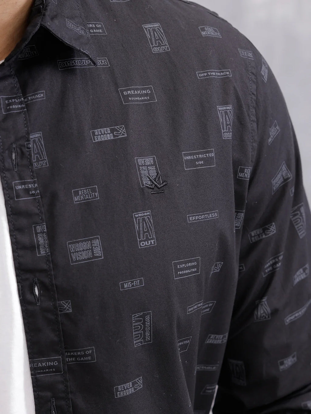 100% Cotton Aop Printed Casual Regualr Fit Shirt | Black